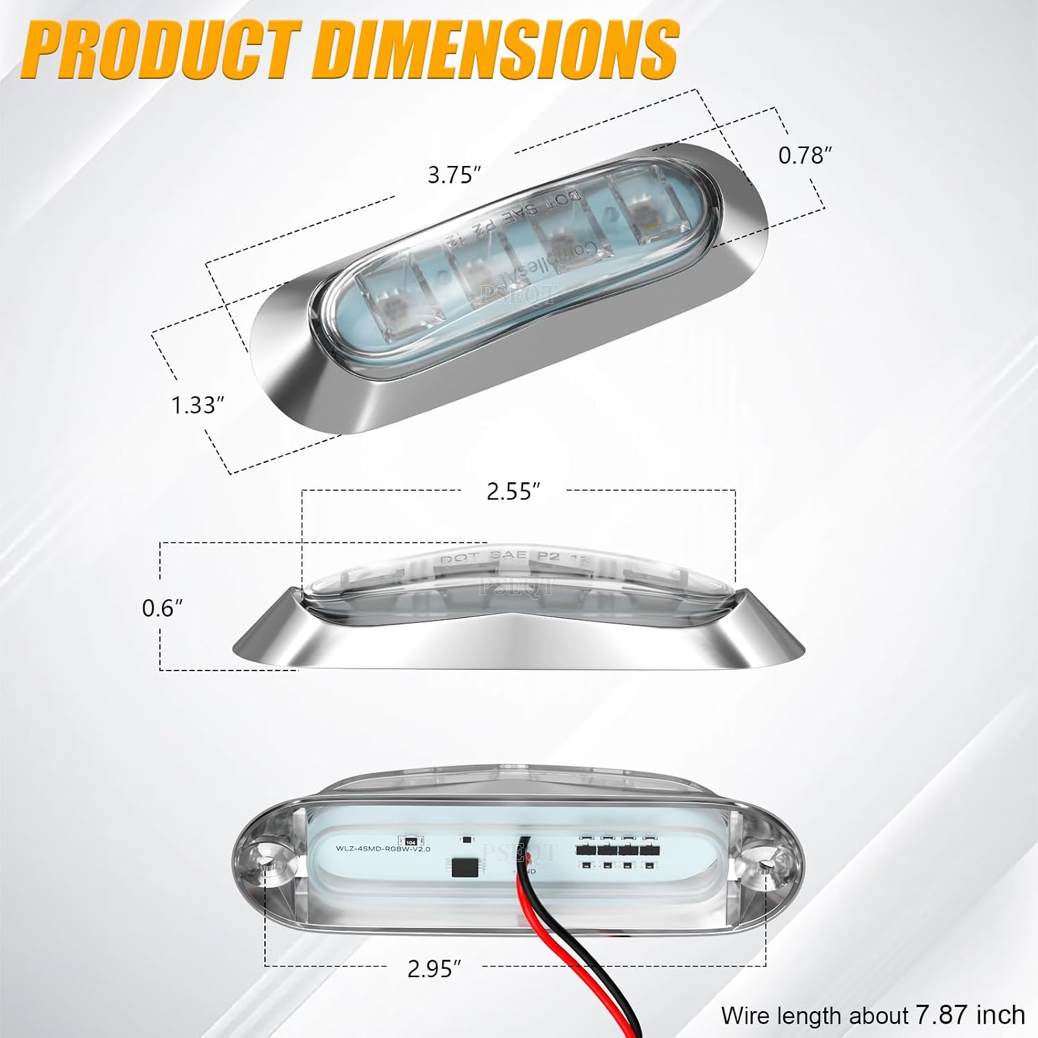PSEQT 6Pcs 4LED RGBW Boat Courtesy Lights, 4-color 3.8'' Oval Waterproof Marine Interior Deck Transom Stern Navigation Lights for Pontoon Fishing Boat Bass Sailboat Kayak Yacht - Image 7