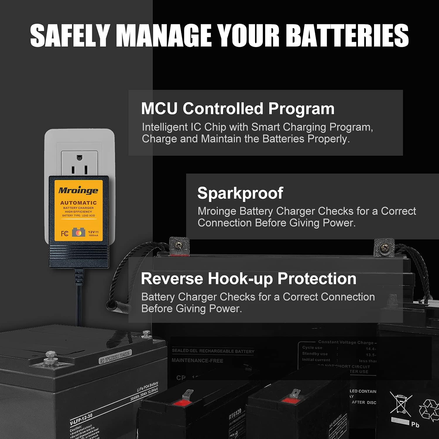 Trickle Charger 12V 1000mA Smart Battery Charger & Maintainer and Automatic Float Charger for Motorcycle, ATV, Lawnmowers and More - Image 4