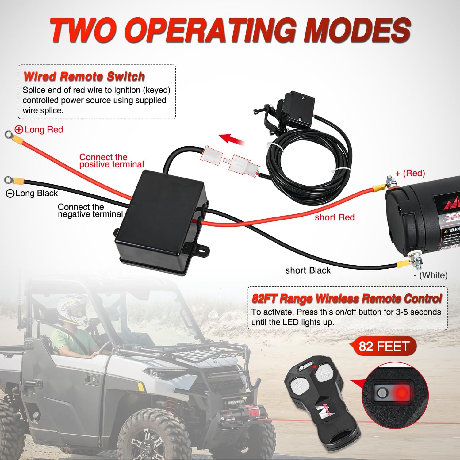 Nilight 3500 lbs ATV Winch 12V Electric Winches With Synthetic Winch Rope Wireless Remote Wired Switch Fairlead Mounting Plate Portable Waterproof Winch for Towing ATV UTV Trailer Truck Jeep Offroad - Image 5