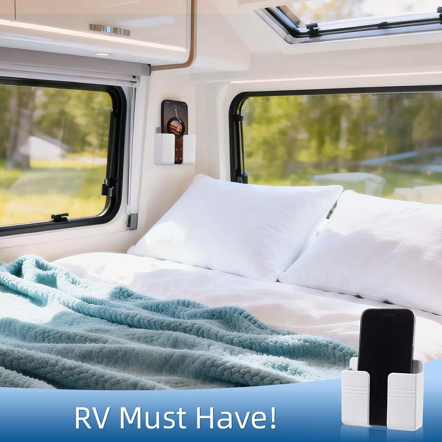 RV Accessories: Boat Accessories & Camper Accessory - Wall Phone Holder for Dorm Room & Apartment Essentials - Travel Trailer & RV Essentials for Inside and Pontoon Boat Accessory(2Pcs-White) - Image 3