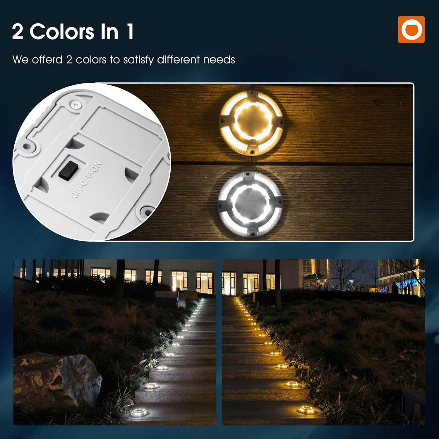 addlon Solar Dock Lights Outdoor 12 Pack, 2 Color Modes LED Deck Marine Waterproof Driveway Marker Lights for Step Sidewalk Stair Garden Pathway Walkway Yard (Warm White/Cool White) - Image 2