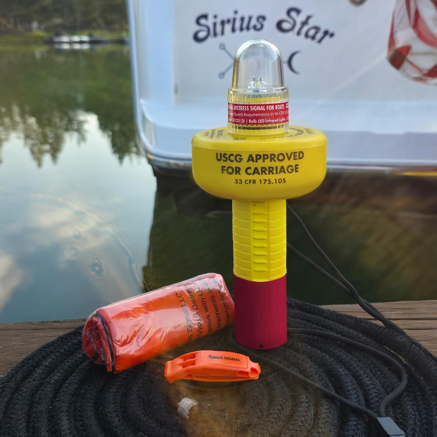 Sirius Signal A-1001 SOS LED Mini Beacon Distress Signal - USCG Approved | Electronic Boat Flare Replacement, Bright White Light + Infrared, Includes Mount, Daytime Flag & Whistle, Storage Handle - Image 9