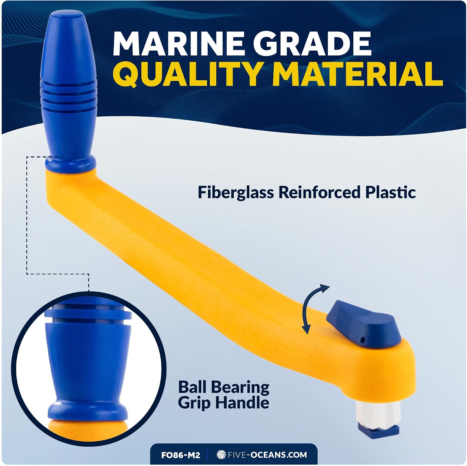 Five Oceans Sailboat Winch Handle, Universal Floating Winch Handle, Lock–in Mechanism, Lightweight and Strong, Fiberglass Reinforced Plastic - Image 4