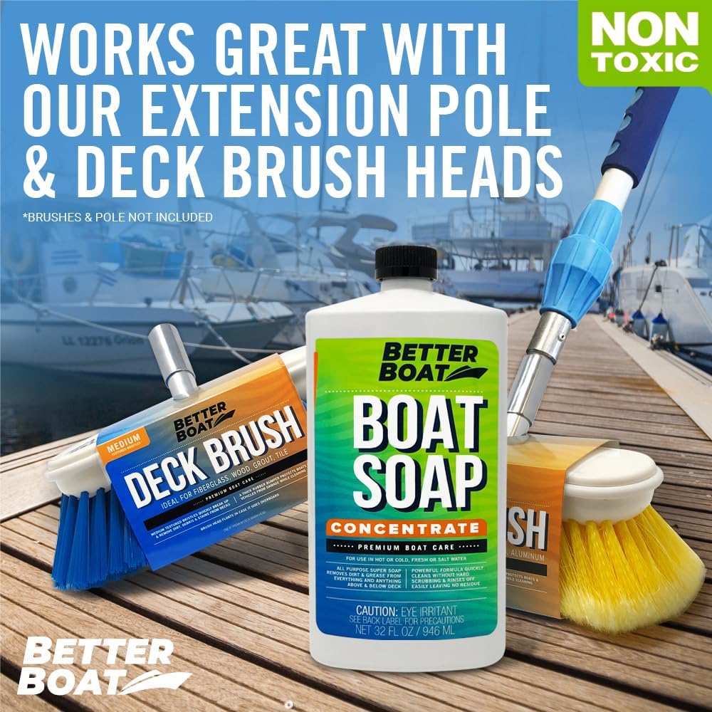Premium Grade Boat Soap, Marine Concentrate Cleaner, Wash and Wax for Freshwater and Saltwater Use, Cleans Fiberglass Boat Hulls, RVs, Marine Cleaning Supplies - Image 3