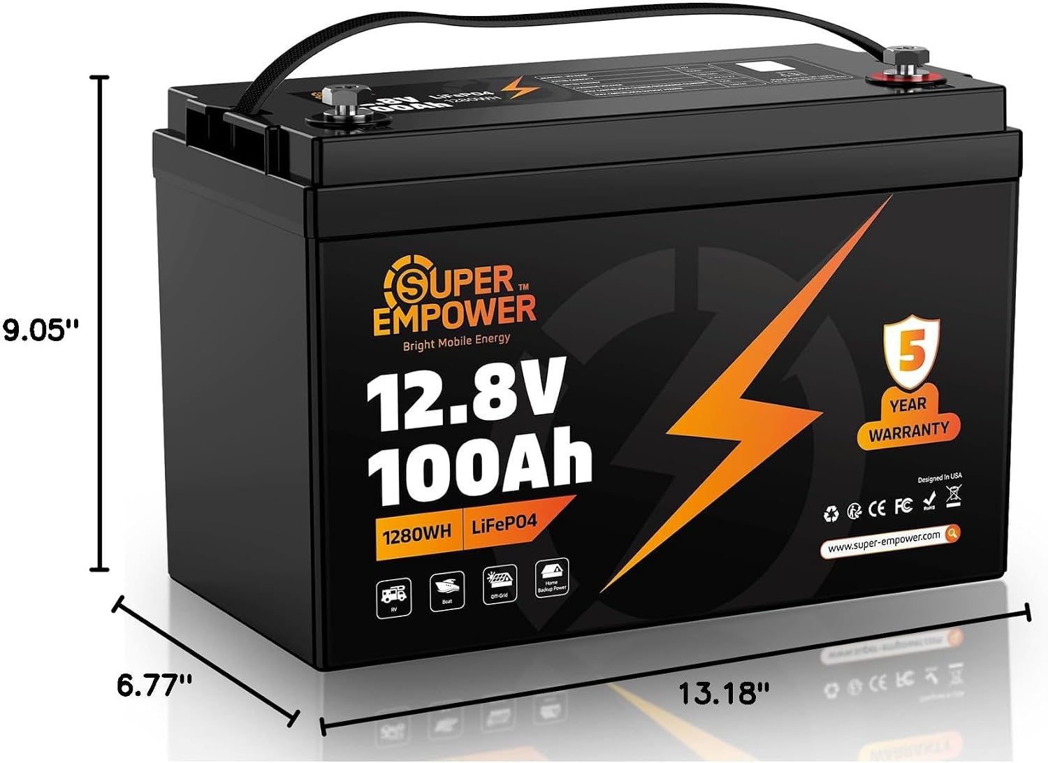 12V 100Ah LiFePO4 Lithium Battery- BCI Group 31, Deep Cycle RV LiFePO4 Battery with Low-Temp Protection, 100A BMS, 1280Wh, Max.15000 Cycles, 10-Year Lifespan for RV, Solar, Trolling Motor, Marine - Image 9