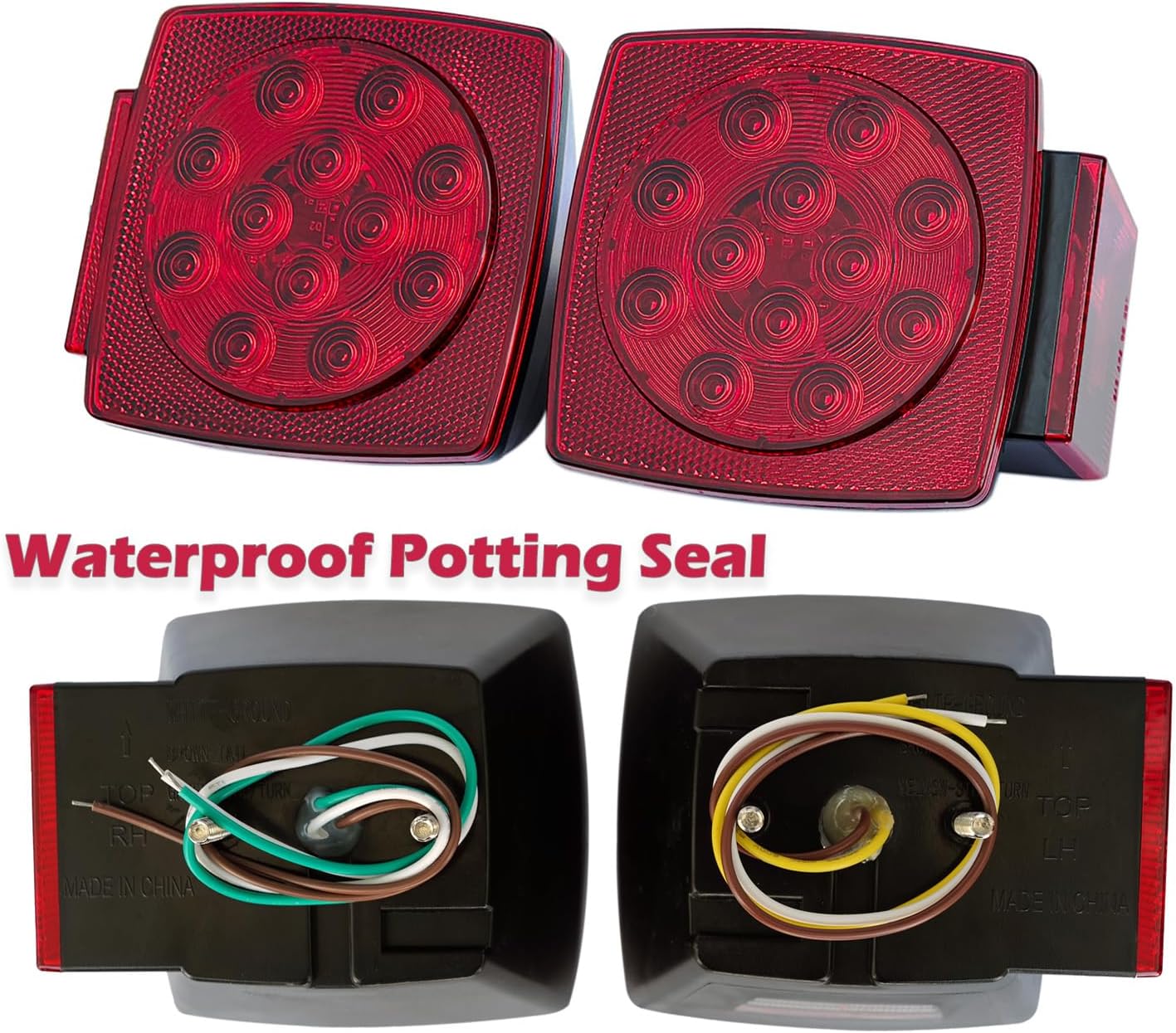 fouwick LED trailer lights Kit, 12V Submersible Tail Marker Lights Wiring Lamp Harness for Boat Car Truck RV Utility snowmobile turn signal license plate stop reverse Trailer Accessories - Image 4