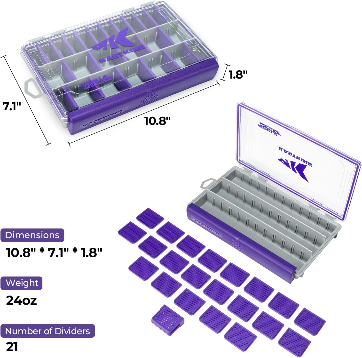 KastKing HyperSeal Waterproof Tackle Box, 3600 and 3700 Tackle Trays, Fishing Tackle Box Organizer with Removable Dividers, Lure Box and Terminal Tackle Storage,Purple - Image 7