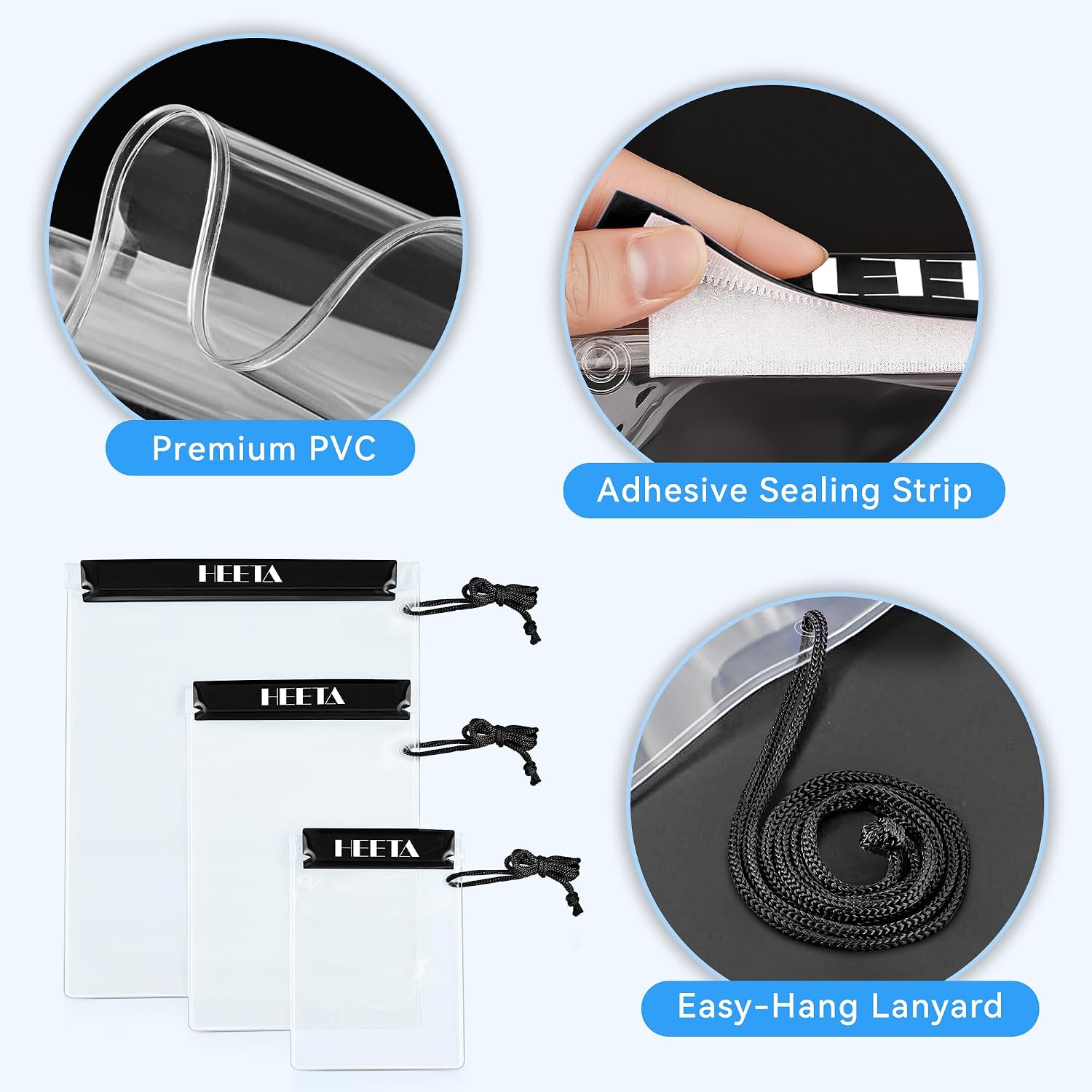 HEETA 5-Pack Clear Waterproof Dry Bag Pouch, Water Tight Cases Dry Bags Document Holder for Camera Mobile Phone Maps, Kayaking Boating - Image 5