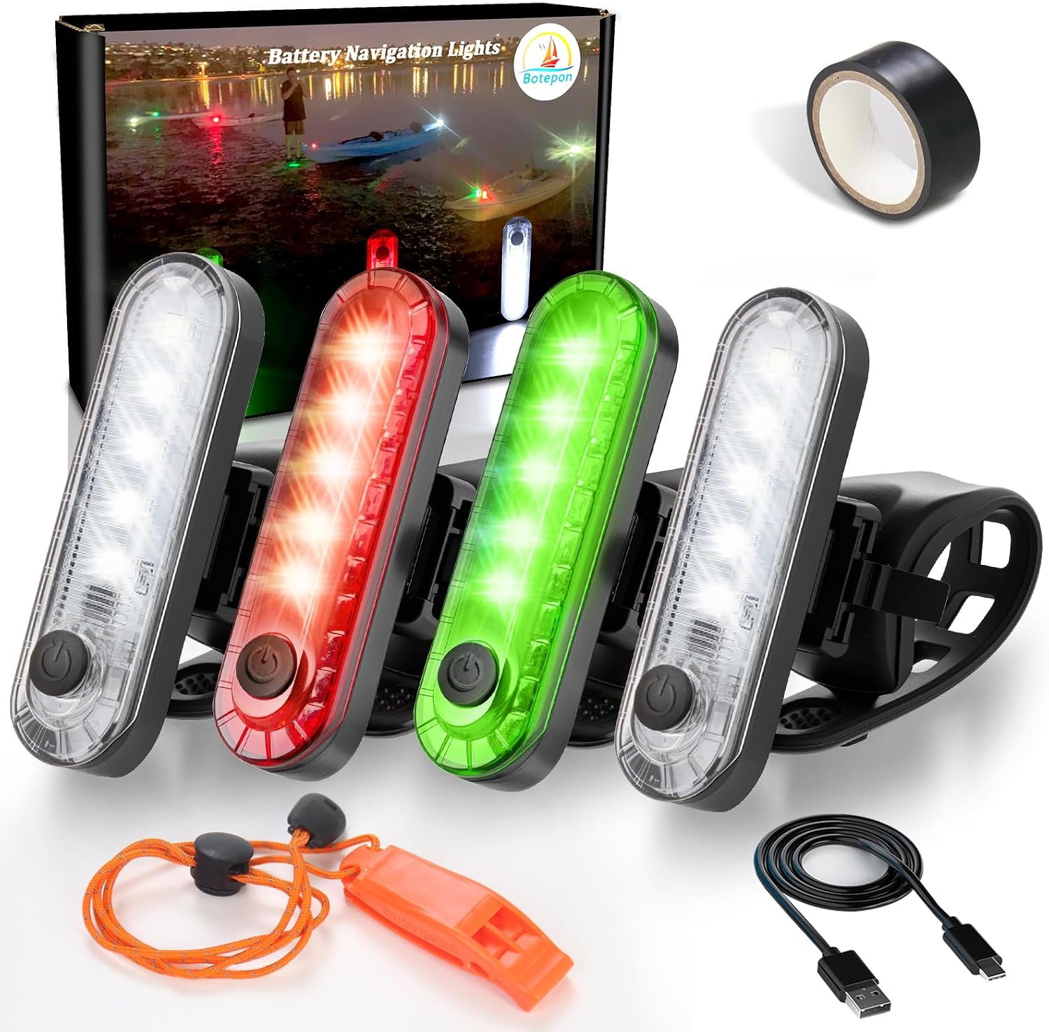 Kayak Navigation Lights Stern Lights Battery Operated, Waterproof Kayak Lights For Night Kayaking, Paddle Board Lights, Marine Safety Lights For Pontoon Boat, Bass Boat, Dinghy