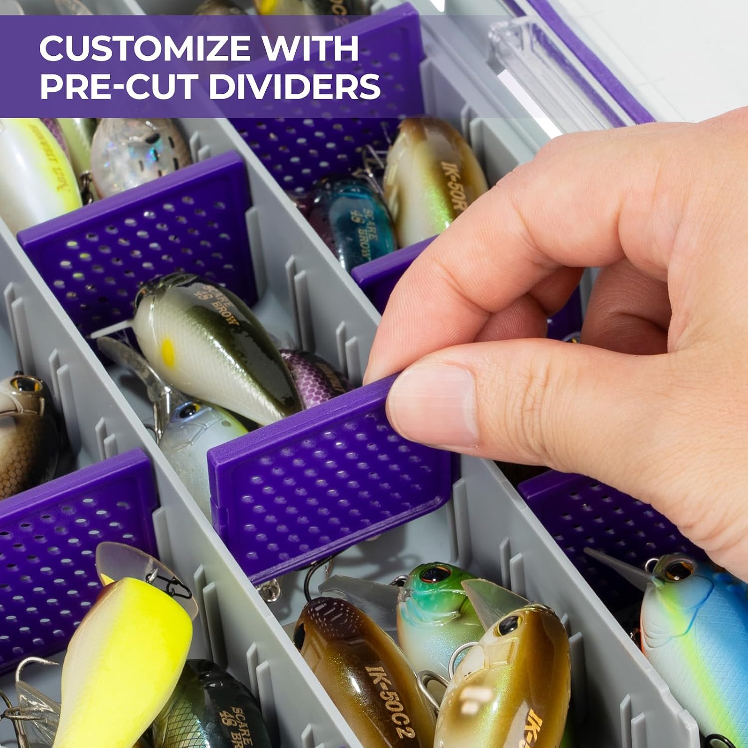 KastKing HyperSeal Waterproof Tackle Box, 3600 and 3700 Tackle Trays, Fishing Tackle Box Organizer with Removable Dividers, Lure Box and Terminal Tackle Storage,Purple - Image 3