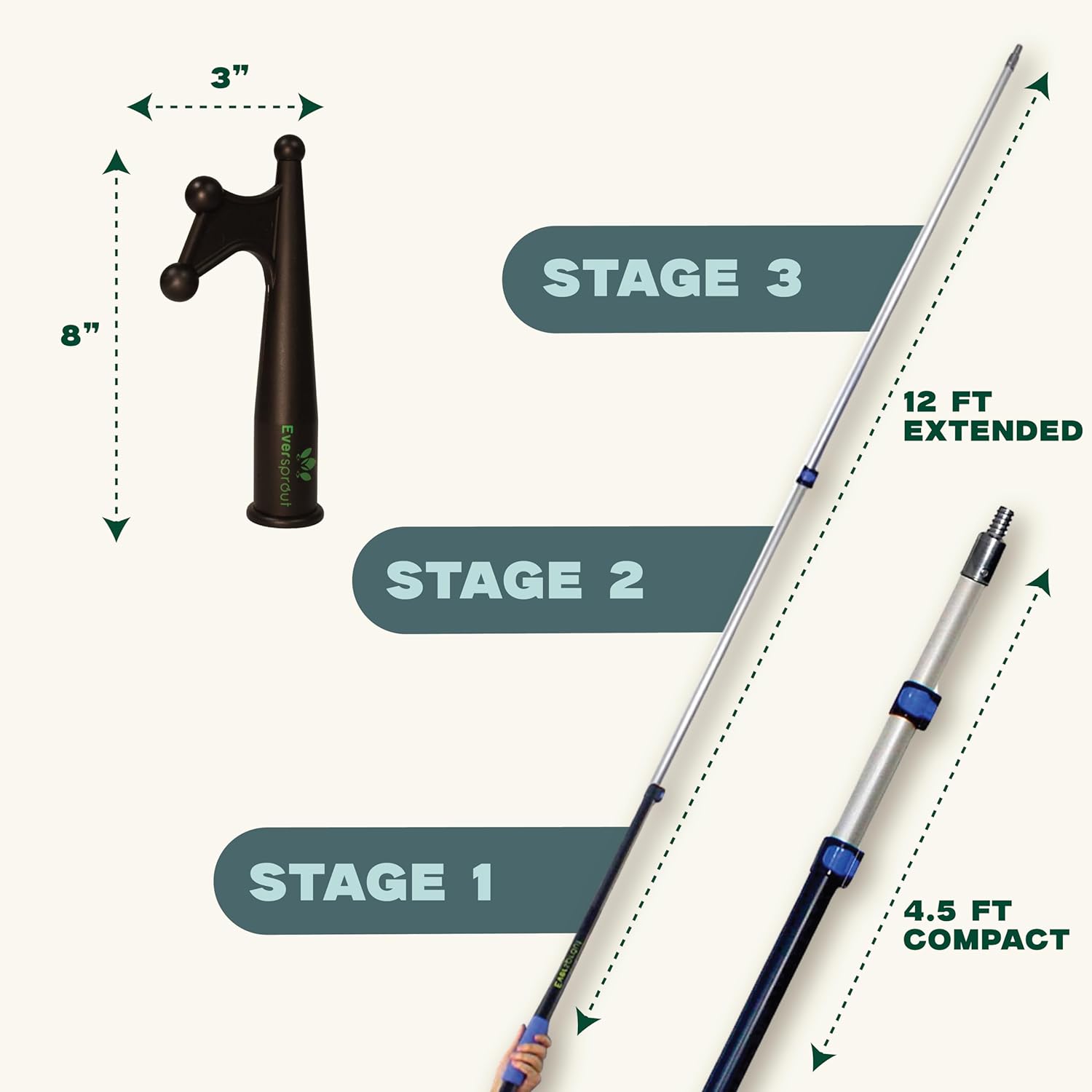 EVERSPROUT Telescoping Boat Hook | Floats, Scratch-Resistant, Sturdy Design | Durable & Lightweight, 3-Stage Anodized Aluminum Pole | Threaded End for Boating Accessories - Image 6