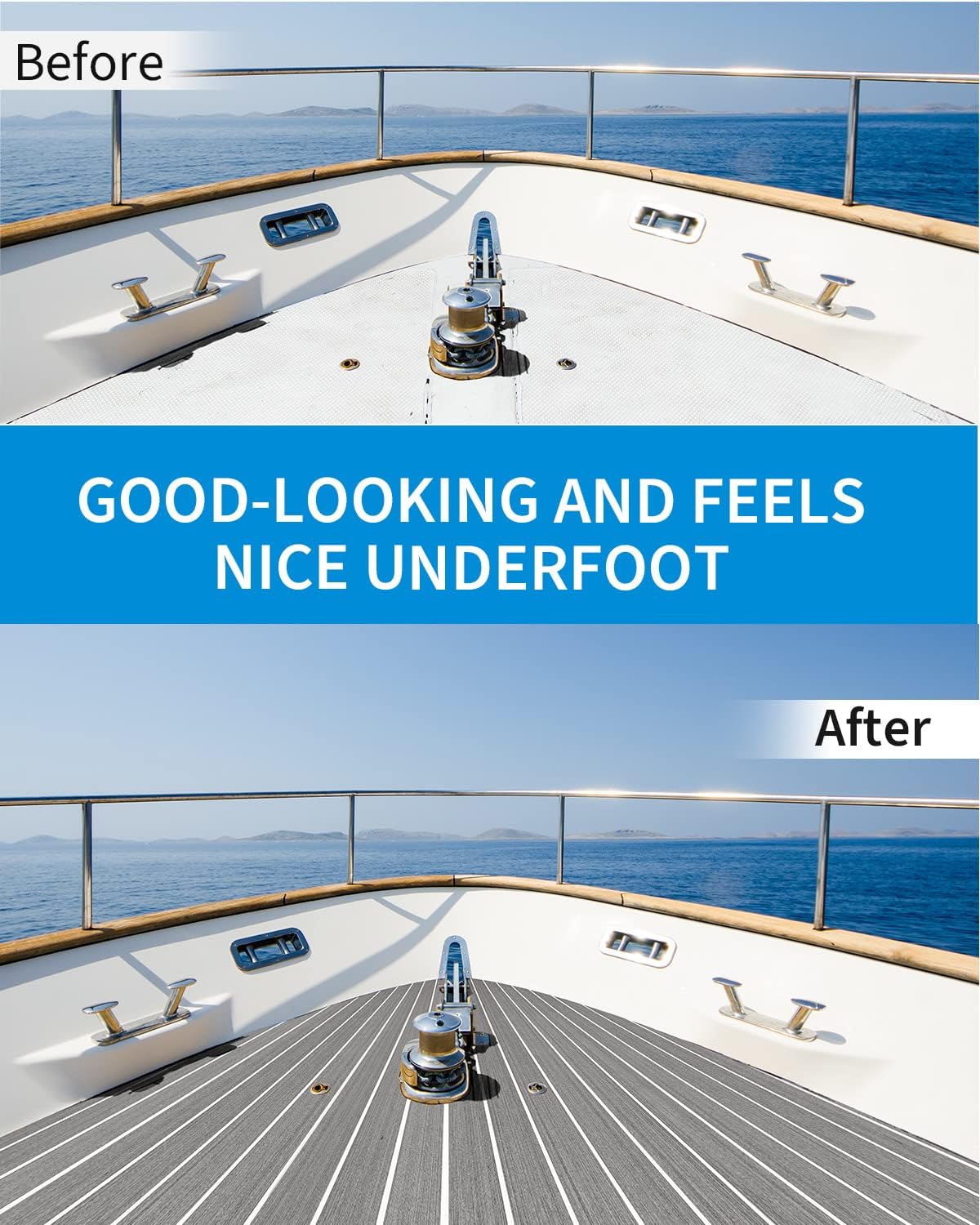 OCEANBROAD EVA Foam Boat Flooring with 3M Adhesive Backing Marine Self-Adhesive Decking 96''x45.6''/36''/28.8''/16.8'', 48''x16.8'' Faux Teak Sheet for Jon Boats Swim Platform Helm Pad RV Floor | Double-layer, Non-Slip, 6 mm Thick Eva Foam, Multiple Sizes and Colors, Easy to Install, For Marine Decking - Image 7