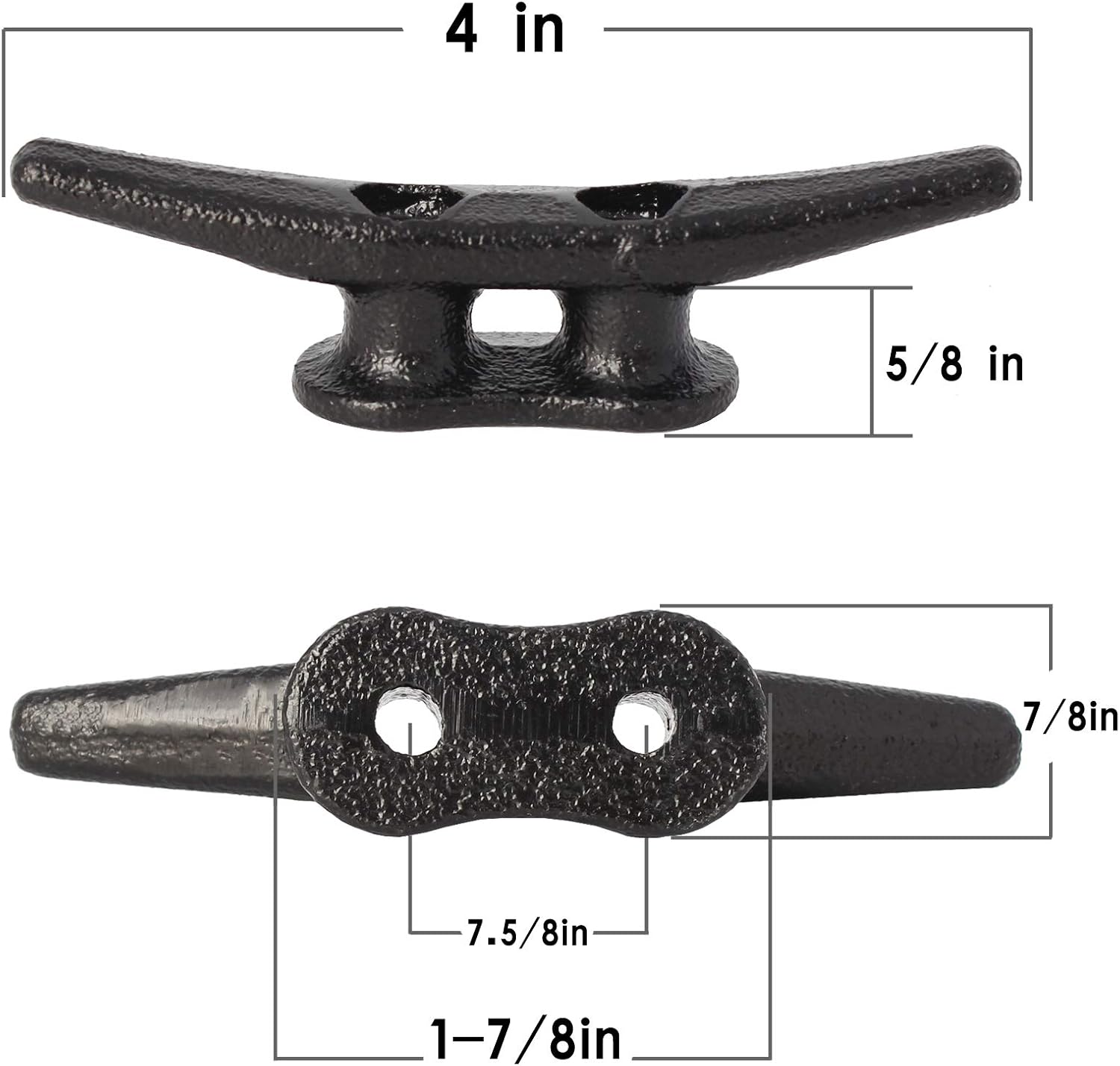 4 inch Dock Cleats 4/6/8/12/16/20/24 Pack,Boat Dock Cleats Rope Cleat Marine Cleats Iron Boat Cleats with Hardware ldeal for Deck,Nautical Decor,Cleats for Boat Dock,Boat Tie Down Cleats - Image 3