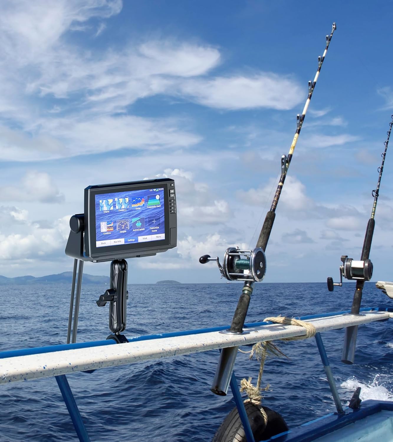 VAZESWIN Aluminum Alloy 1" Ball Fish Finder Mount, 5.9" Long Arm Marine Electronic Mount with Bar Clamp Base, Fit 1.5" 1.65" 1.75" 1.85" 2" Round Rail, for Garmin, Lowrance, Humminbird, Raymarine - Image 9