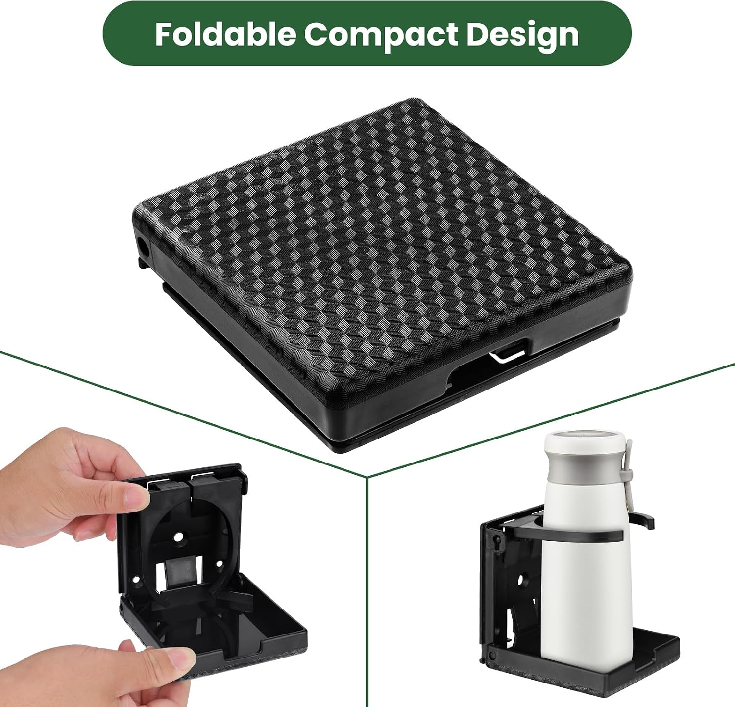 2pcs Adjustable Folding Cup Holder, Car Wall Mount Water Drink Coffee Bottle Holder with Screws, Fit Most Size Mugs Bottle, for Truck RV Van Boat Camper Caravan Marine (Diamond Pattern) - Image 7