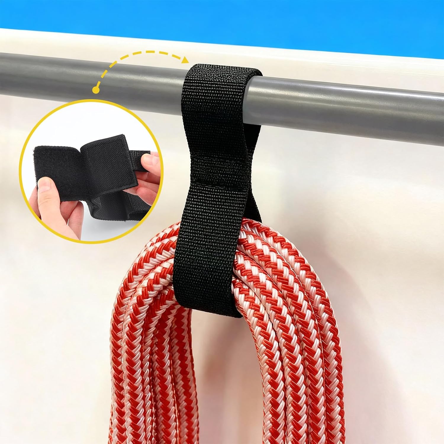 6 Pack Boat Rope Holders 16-inch Boat Straps Storage Sailboat Accessories with Adhesive Closures Heavy Duty Sailboat Railing Line Straps Storage Dock Line Organizer for Cable Organization - Image 7
