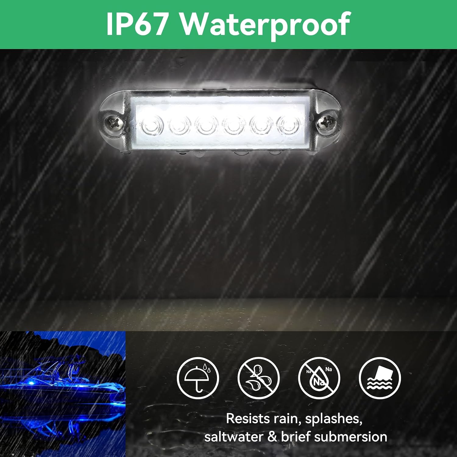 RGBW Boat LED Courtesy Light 12V 4PCS, 4 Inches Marine Courtesy Light Strip, IP67 Waterproof Boat Interior Cabin Lighting for Pontoon Sailboat Bass Yacht Kayak - Image 3