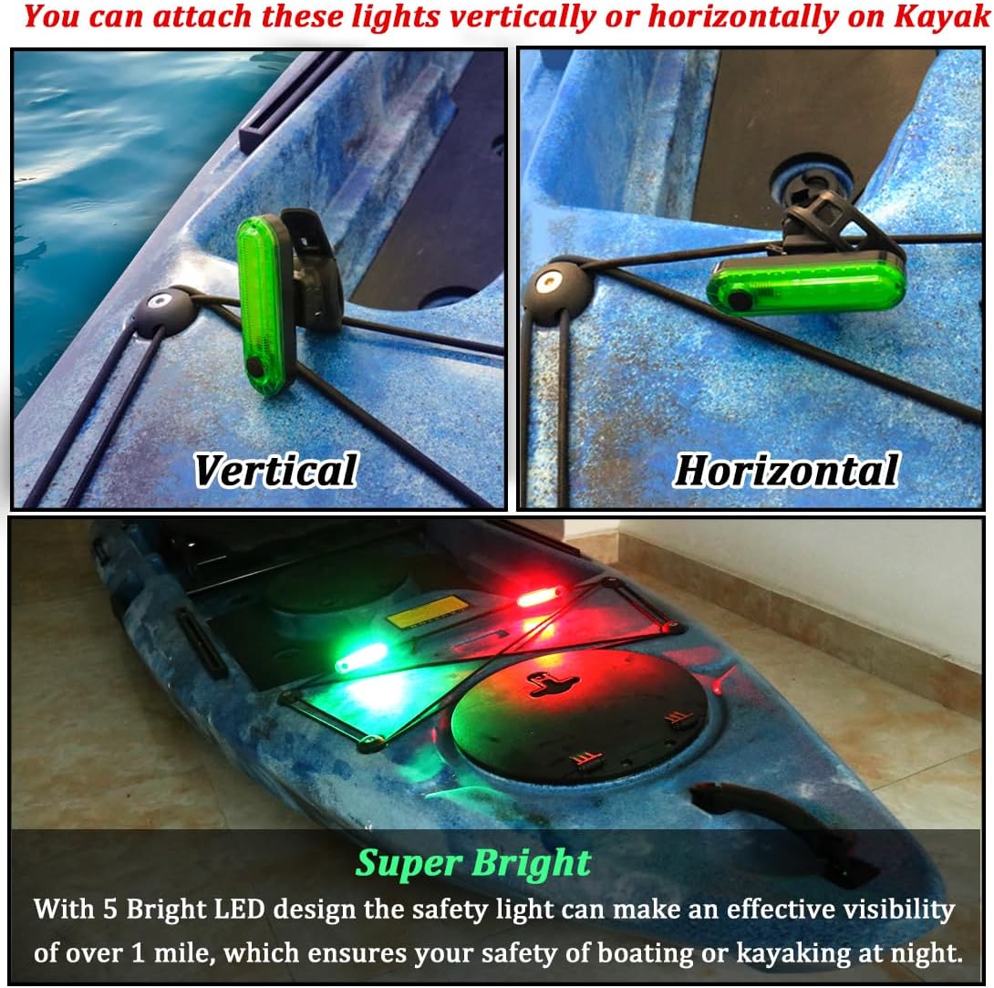Kayak Navigation Lights Stern Lights Battery Operated, Waterproof Kayak Lights For Night Kayaking, Paddle Board Lights, Marine Safety Lights For Pontoon Boat, Bass Boat, Dinghy - Image 6