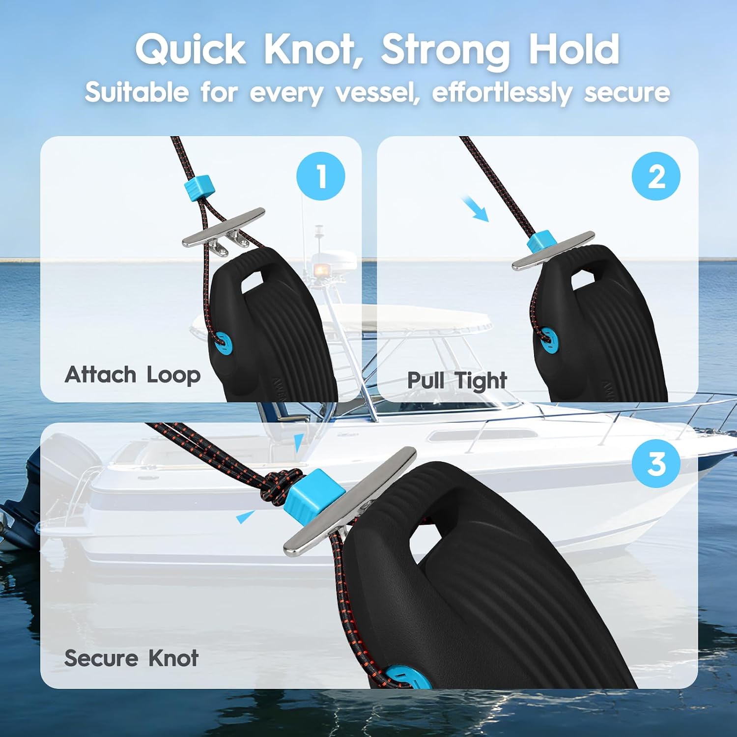 AWEMUFA Boat Fenders Easy to Install Bumper for Docking Ideal Fender for Pontoon, Bass, Jet Ski and Fishing Boats - Image 6
