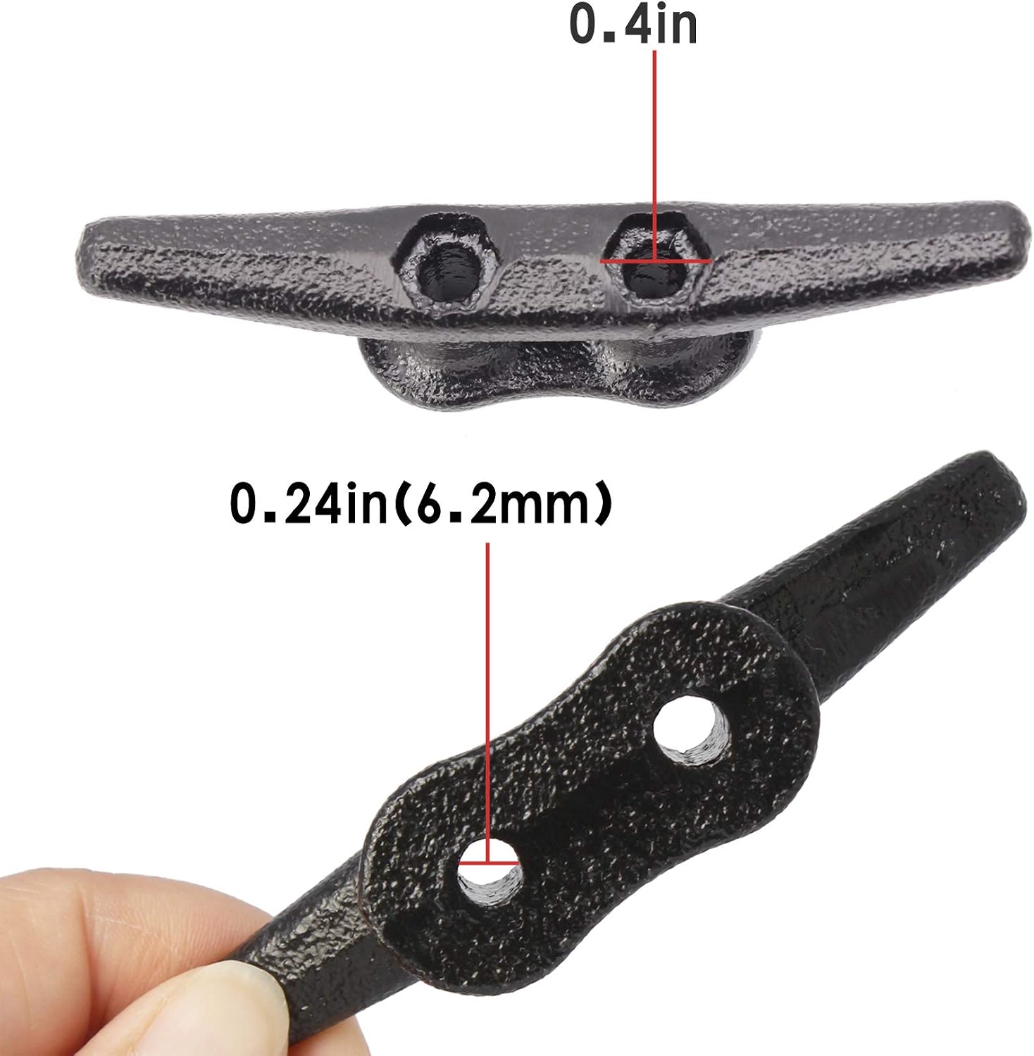 4 inch Dock Cleats 4/6/8/12/16/20/24 Pack,Boat Dock Cleats Rope Cleat Marine Cleats Iron Boat Cleats with Hardware ldeal for Deck,Nautical Decor,Cleats for Boat Dock,Boat Tie Down Cleats - Image 4