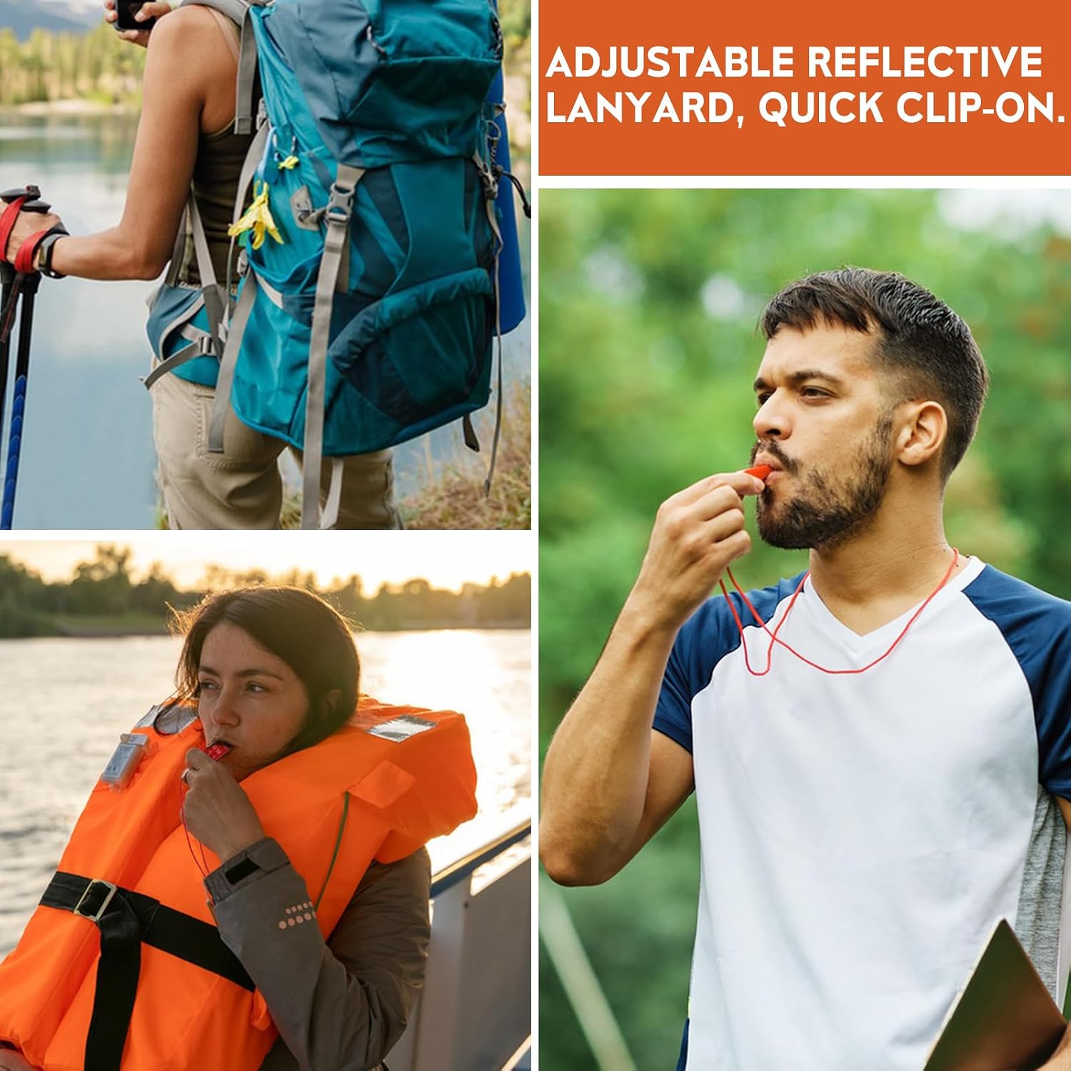 Emergency Whistles Survival, 2PCs Super Loud Double Tube Safety Whistles with Adjustable Reflective Lanyard, Waterproof Boat Whistle for Life Vest Jacket, Kayak, Hiking, Kids (Red) - Image 5