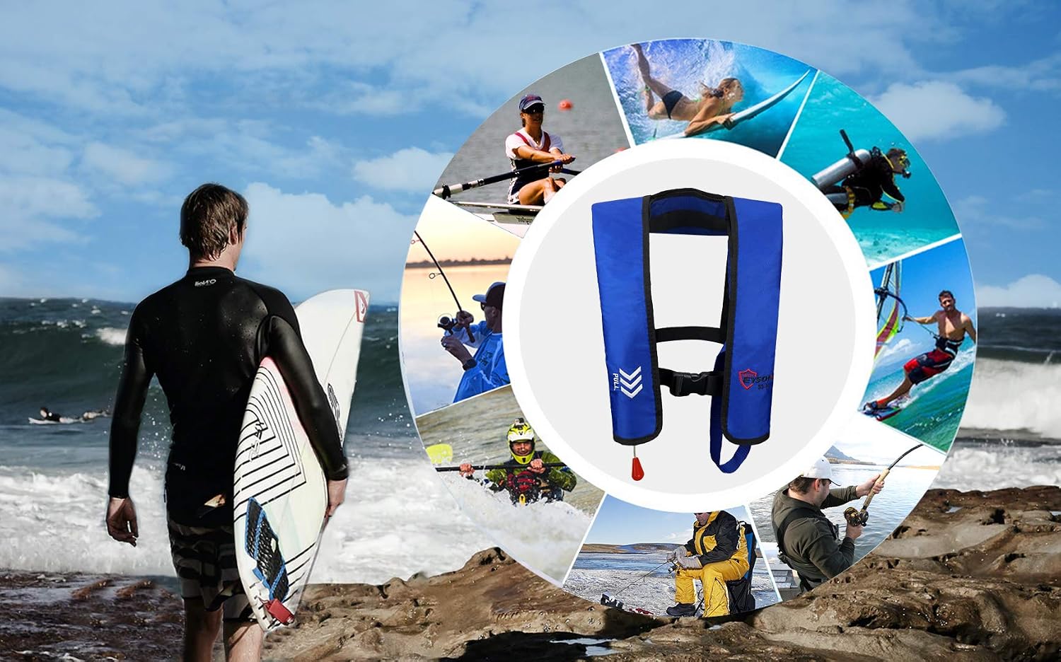 Eyson Inflatable Life Jacket Inflatable Life Vest for Adult Classic Manual - Image 6