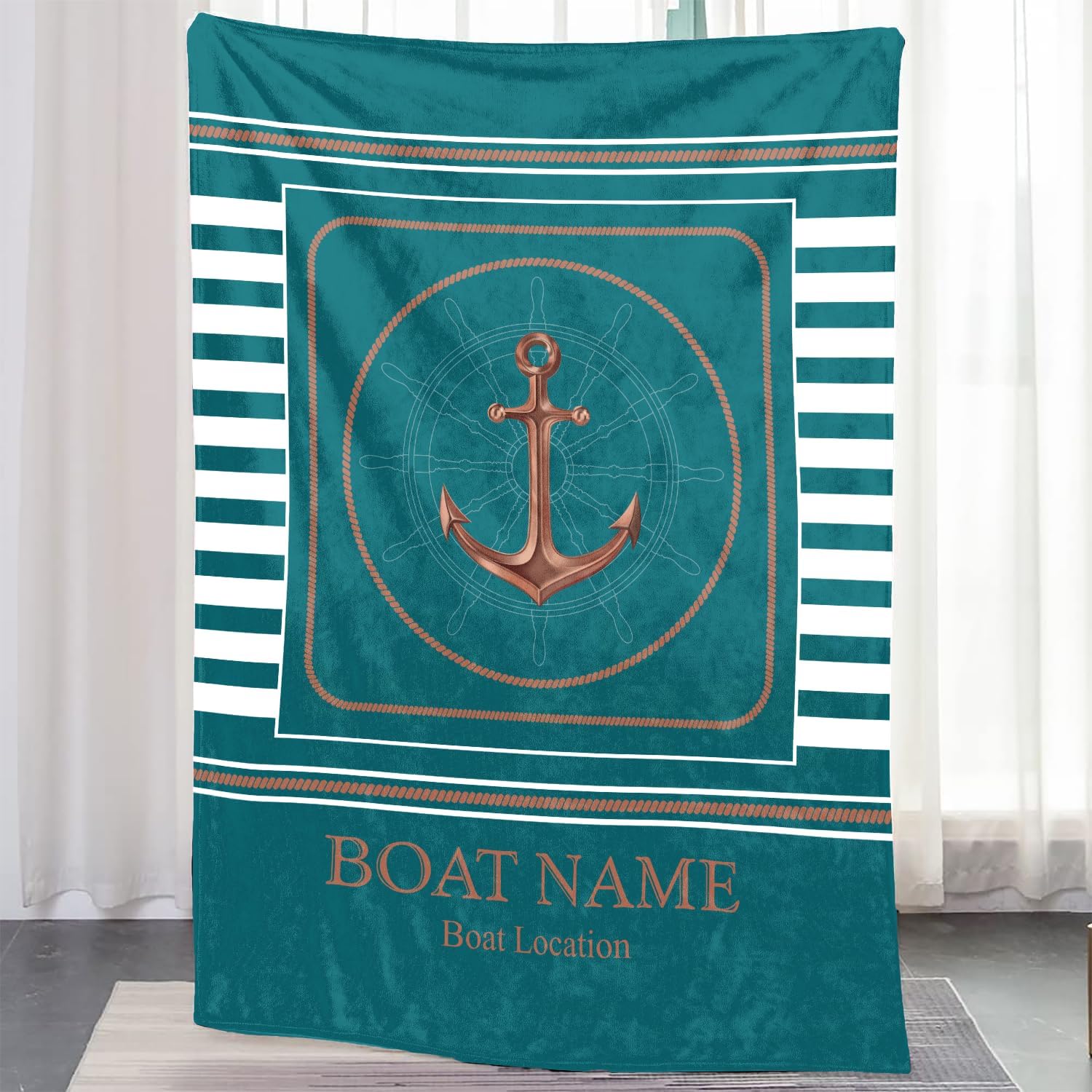 Personalized Boat Blanket for Owners - Custom Nautical Anchor Throw Boat Name, Welcome Aboard Soft Fleece Plush Sherpa, Ideal Boating Gift, Durable Yacht Bedding Cabin Decor Marina Lake House Life - Image 6