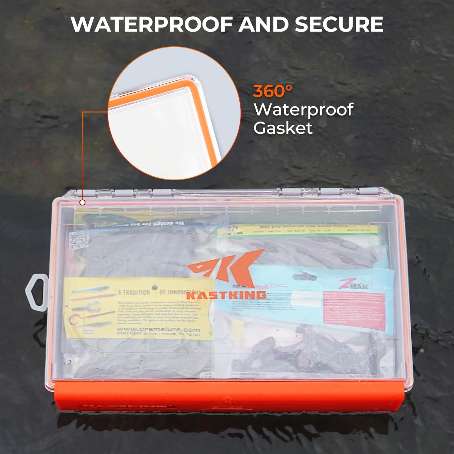 KastKing HyperSeal Waterproof Tackle Box, 3700 Deep Tackle Trays, Fishing Tackle Box Organizer With Exterior Stickers, Fishing Gear & Fishing Accessories Storage, 2 Packs No Compartment - Image 2
