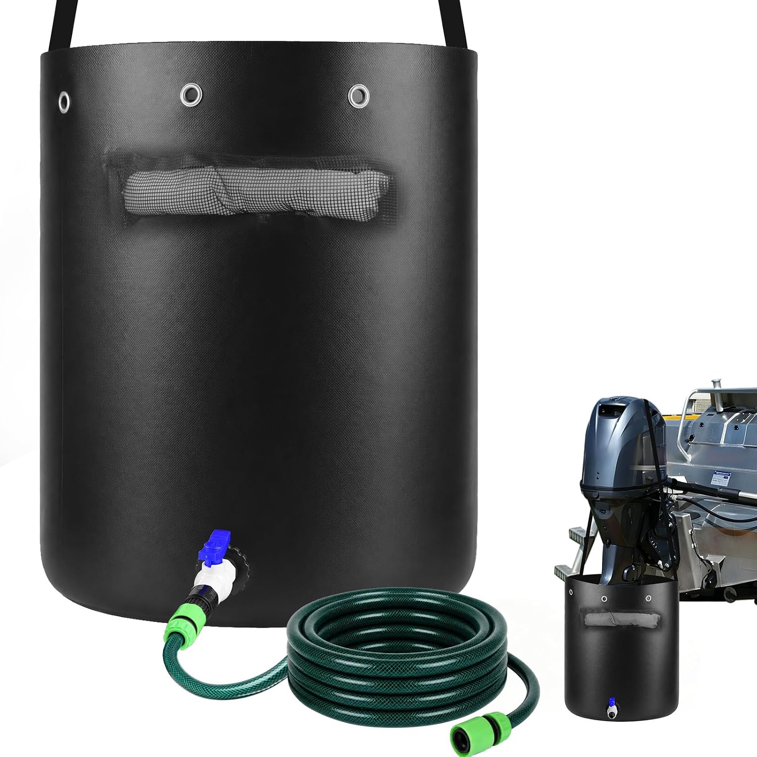 70 Gallon Outboard Motor Flushing Bag with Salt-Removing Mixer & Oil Absorbent Sock, Heavy Duty Boat Engine Flush Kit for Yamaha, Mercury, Suzuki Motors up to 350HP - Image 7