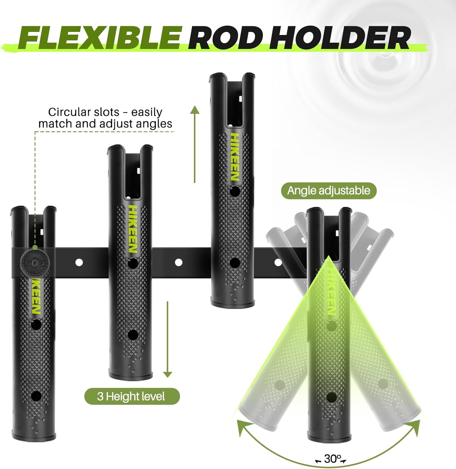 Hikeen Adjustable Fishing Rod Holder, 4 Tube Fishing Pole Holders Wall-Mounted Rod Rack for Boat Kayak Golf Cart Garage Crate Cooler Wagon RV - Image 2