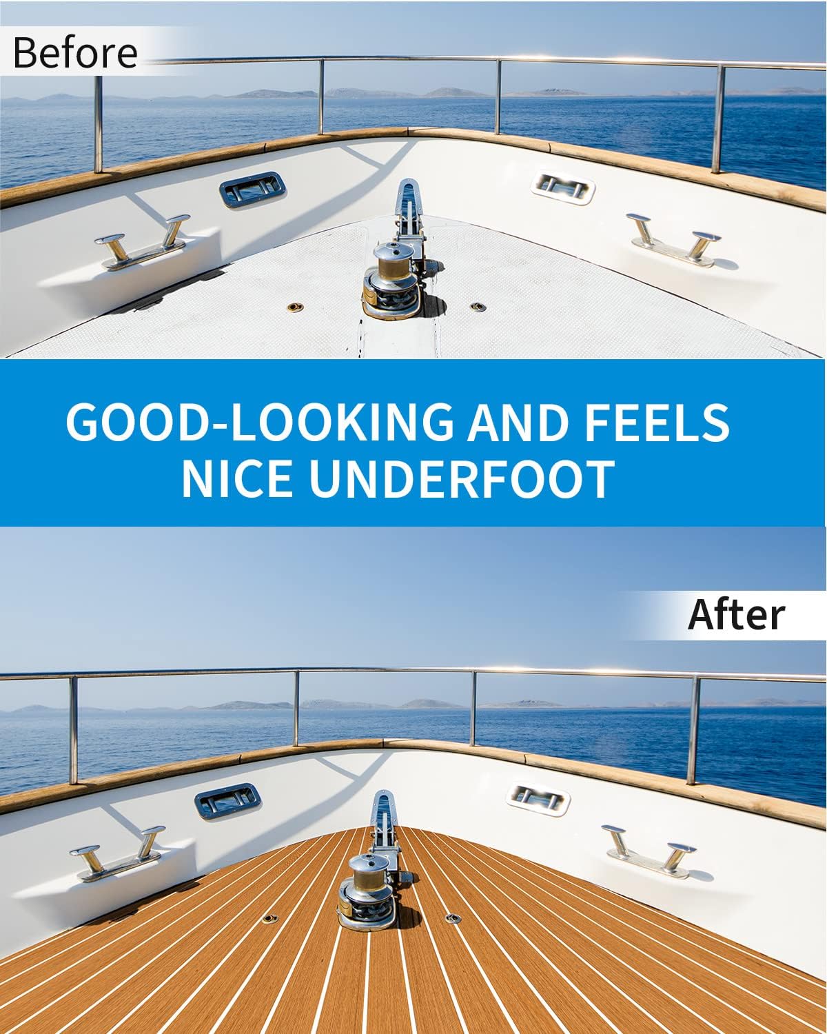 OCEANBROAD EVA Foam Boat Flooring with 3M Adhesive Backing Marine Self-Adhesive Decking 96''x45.6''/36''/28.8''/16.8'', 48''x16.8'' Faux Teak Sheet for Jon Boats Swim Platform Helm Pad RV Floor | Double-layer, Non-Slip, 6 mm Thick Eva Foam, Multiple Sizes and Colors, Easy to Install, For Marine Decking - Image 7