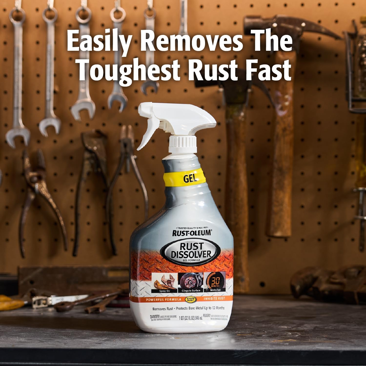 Rust-Oleum Rust Dissolver Trigger Spray Gel | Heavy-Duty Corrosion Remover for Metal Tools, Cars, Bikes, Grills, Bolts, Firearms & More | 32 oz - Image 3