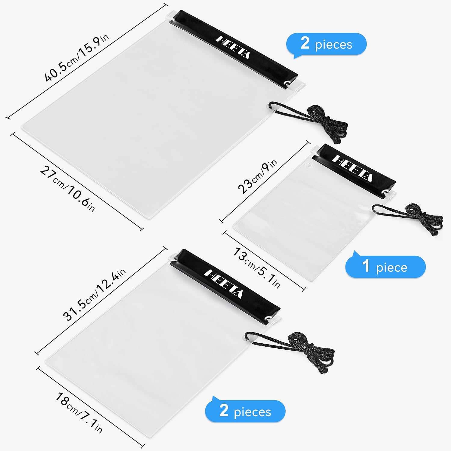 HEETA 5-Pack Clear Waterproof Dry Bag Pouch, Water Tight Cases Dry Bags Document Holder for Camera Mobile Phone Maps, Kayaking Boating - Image 4