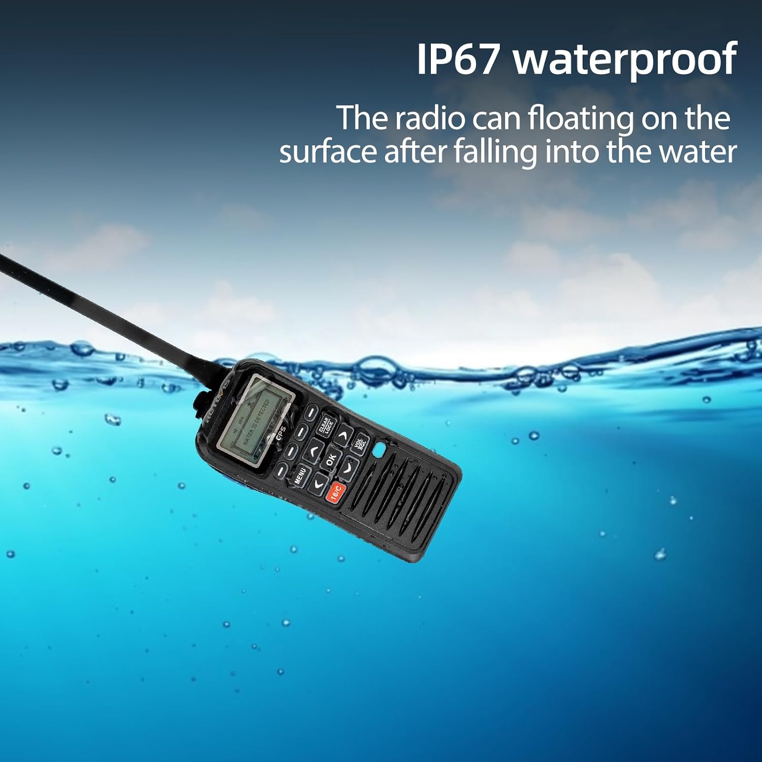 Retevis RM40 Marine Radio with GPS,DSC Distress Call,Mob Alarm,IP67 Waterproof Floating Handheld Radio,NOAA Weather Alert,1500mAh Battery,International Channels,for Boats Sailing Coast Guard (1 Pack) - Image 8