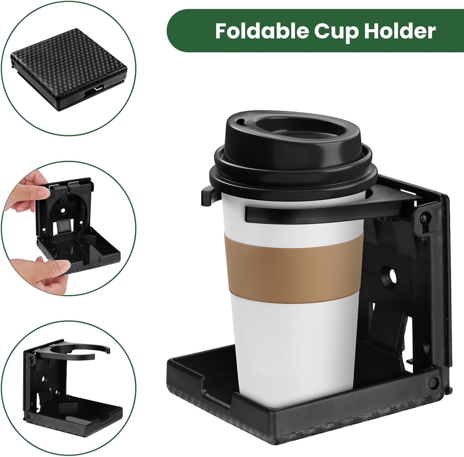 2pcs Adjustable Folding Cup Holder, Car Wall Mount Water Drink Coffee Bottle Holder with Screws, Fit Most Size Mugs Bottle, for Truck RV Van Boat Camper Caravan Marine (Diamond Pattern) - Image 3