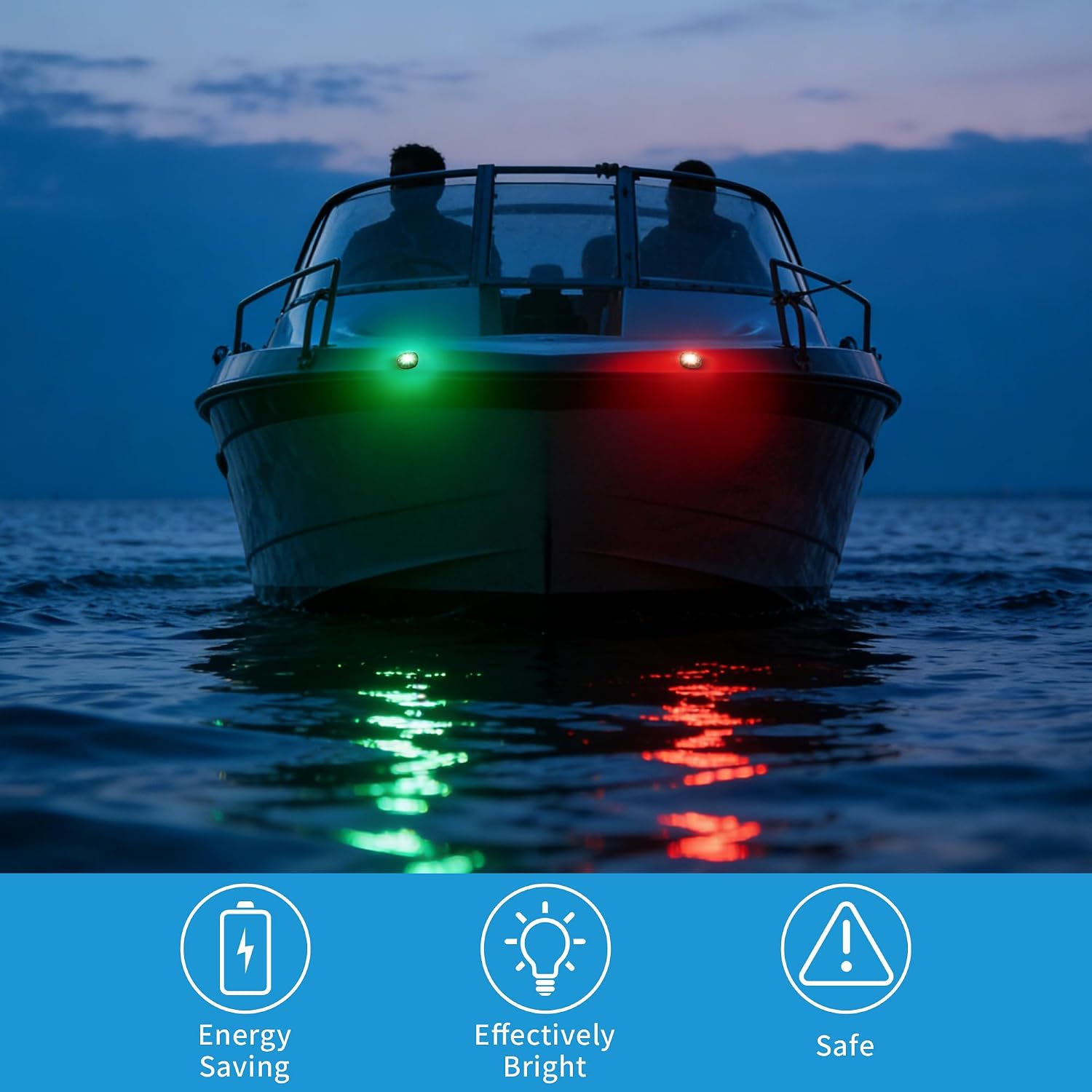 Obcursco Boat Navigation Lights, LED Red and Green Vertical Mount for Bow and Stern, IP67 Waterproof Marine Lights for Pontoon, Bass, and Jon Boats (Black) - Image 5