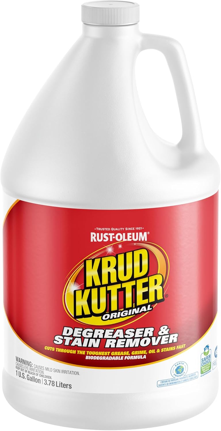 Krud Kutter Original Concentrated Cleaner Degreaser, 1 Gallon | Heavy Duty Multi Surface Cleaner for Grease, Oil and Tough Stains, Dilutable for Kitchen, Garage, Floors and Outdoor Use