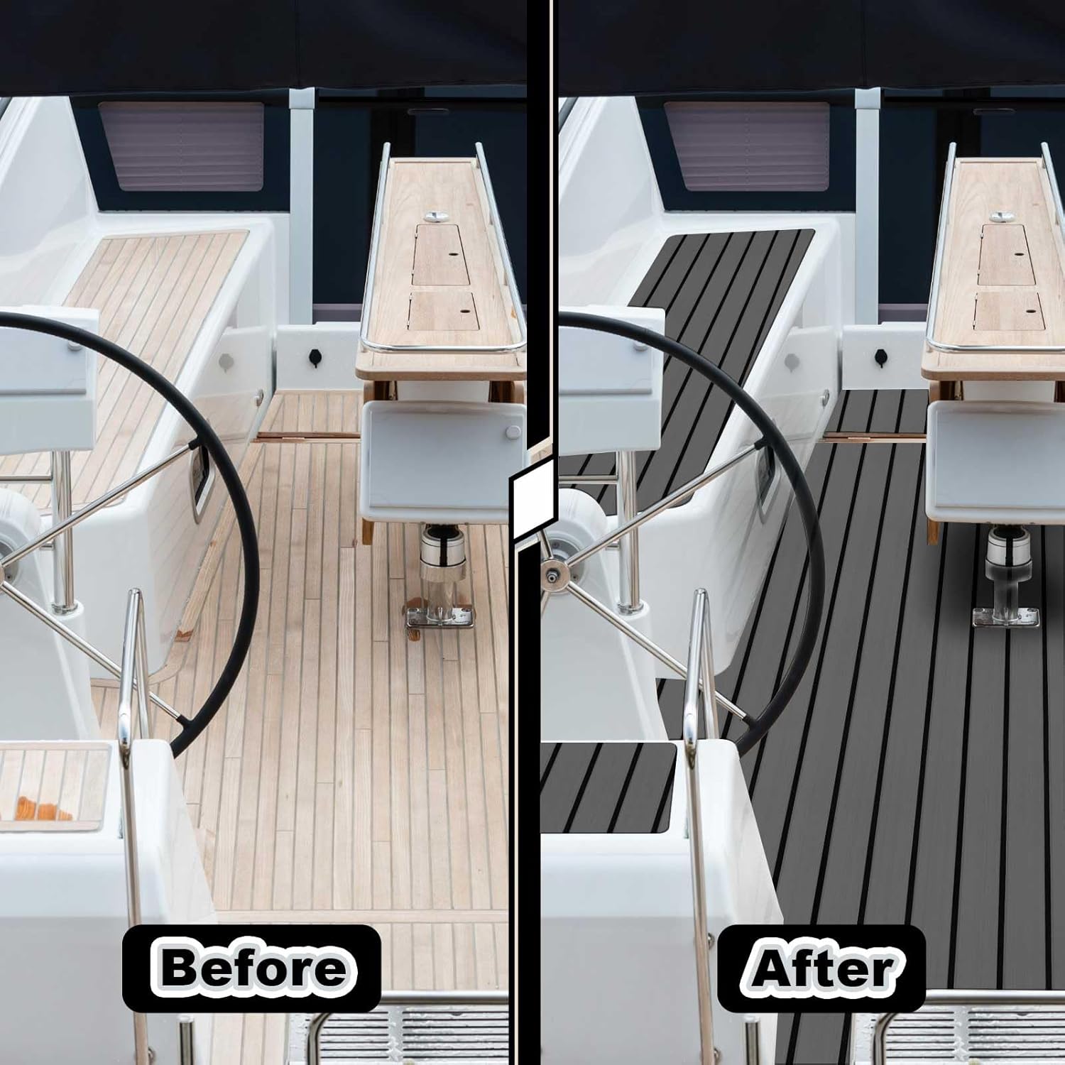 Duraaamo Boat Flooring EVA Foam 157"/ 118" x 47" Boat Decking Non Slip Marine Self Adhesive Carpet with Roller Ruler for Kayak Yacht Motorboat - Image 3