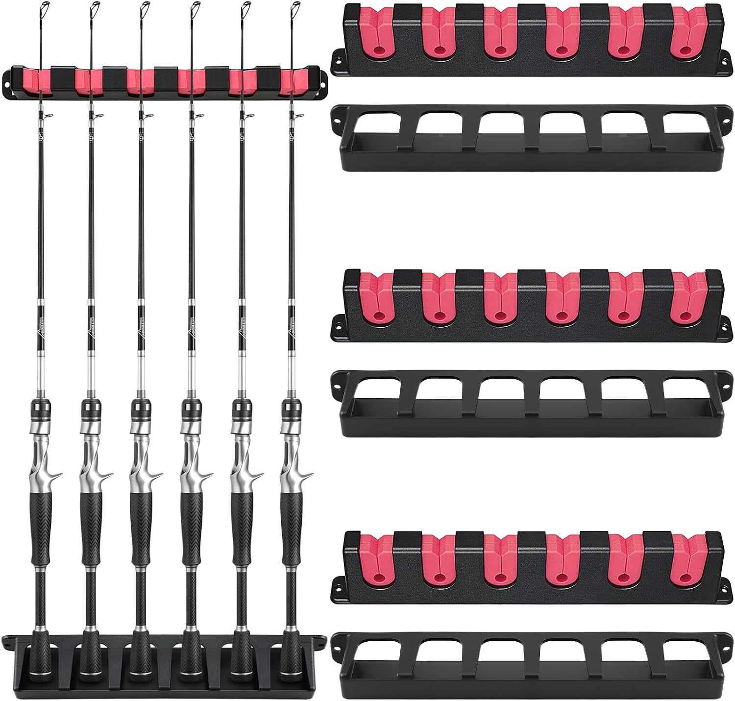 3 Set Fishing Rod Holders for 18 Garage Fishing Rod Rack Wall Mount Fish Pole Holders for Boat Room Vertical Horizontal Pole Storage Boat Accessories Gifts for Men (Vertical)