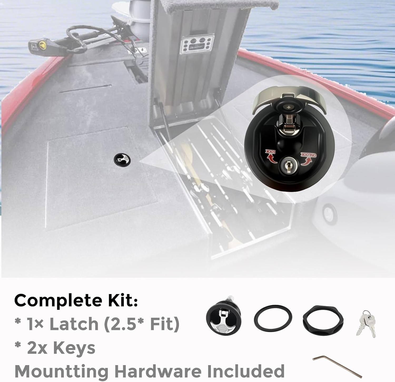 T-Handle Boat Hatch Latch Lock with Keys - Flush Mount Marine Cam Latch Replacement, Anti-Corrosion Stainless Stells & Marine Grade Nylon, Hardware for Boat Deck, RV Compartment (Black) - Image 5