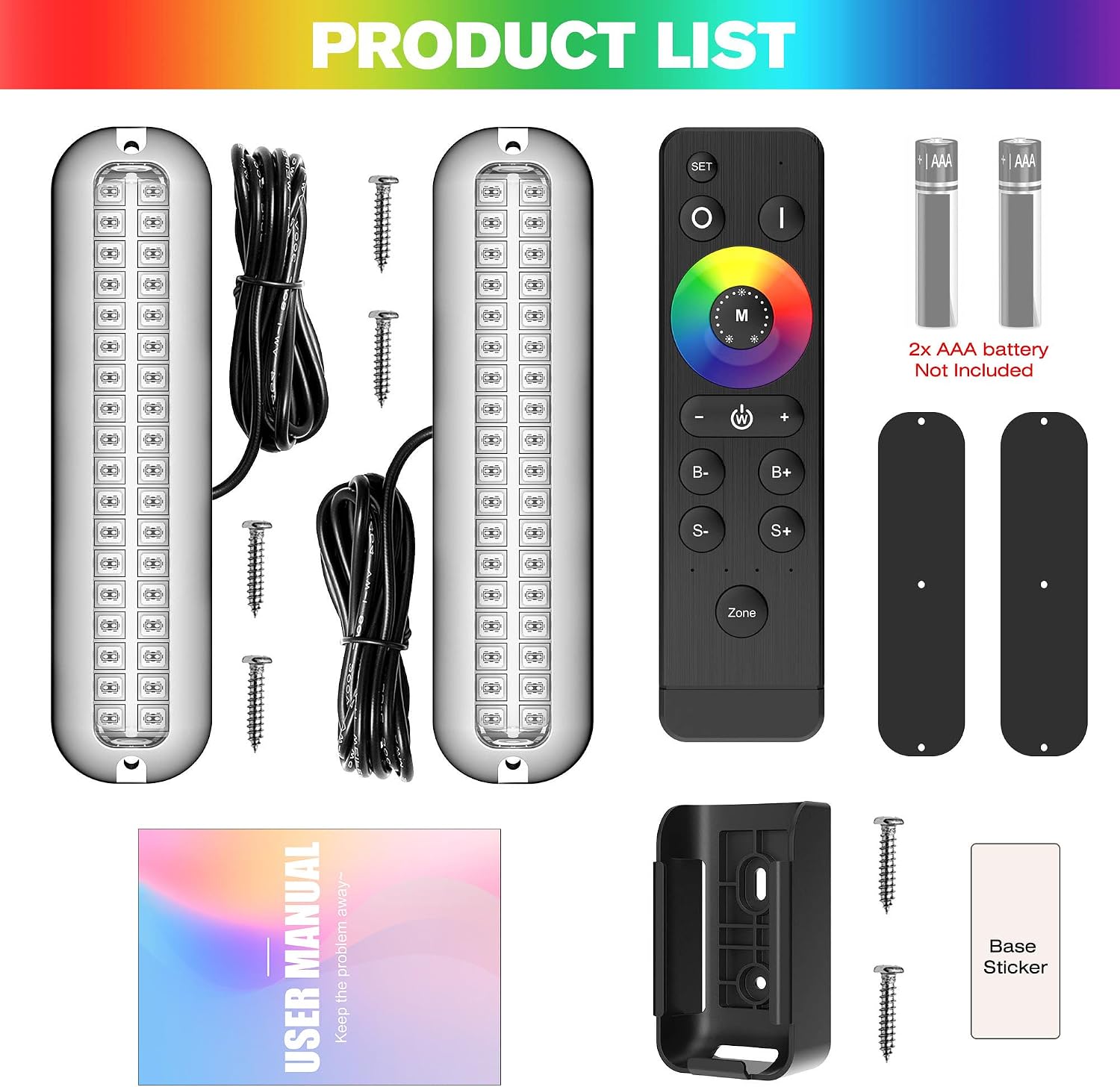 HUSUKU GT1 Underwater Boat LED Lights Marine Color Light Kit, 6.7" 2000LM RGB IP68 36LED 12V~24V 316 316 Stainless, Wireless Grouping & Control Auto Sync, Multi Color Light for Yacht Boat Deck Pontoon - Image 8