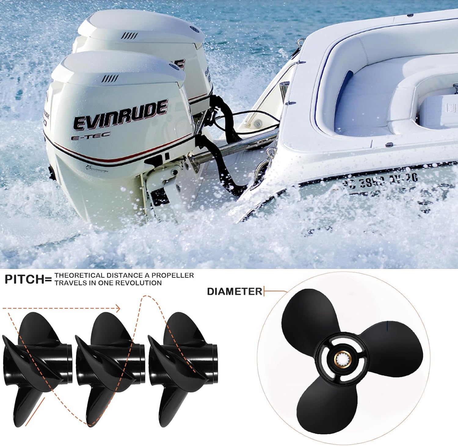 OEM Upgrade Aluminum Boat Propeller Fit BRP Johnson Evinrude OMC Stern Drive 15-35 HP OEM#765049 763486 765050 778863 20 25 30 35 HP 14 Spline Tooth RH - Image 6