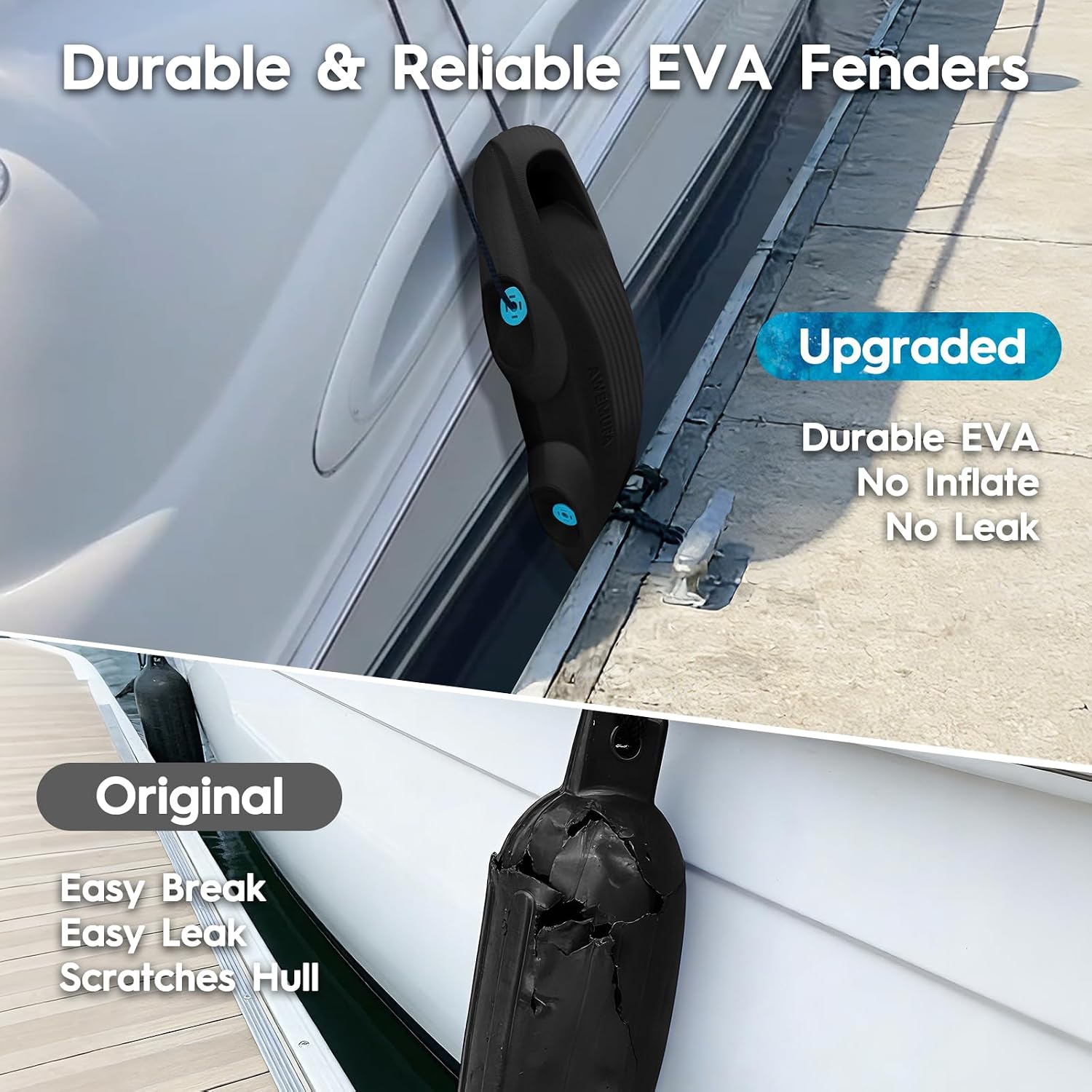 AWEMUFA Boat Fenders Easy to Install Bumper for Docking Ideal Fender for Pontoon, Bass, Jet Ski and Fishing Boats - Image 2