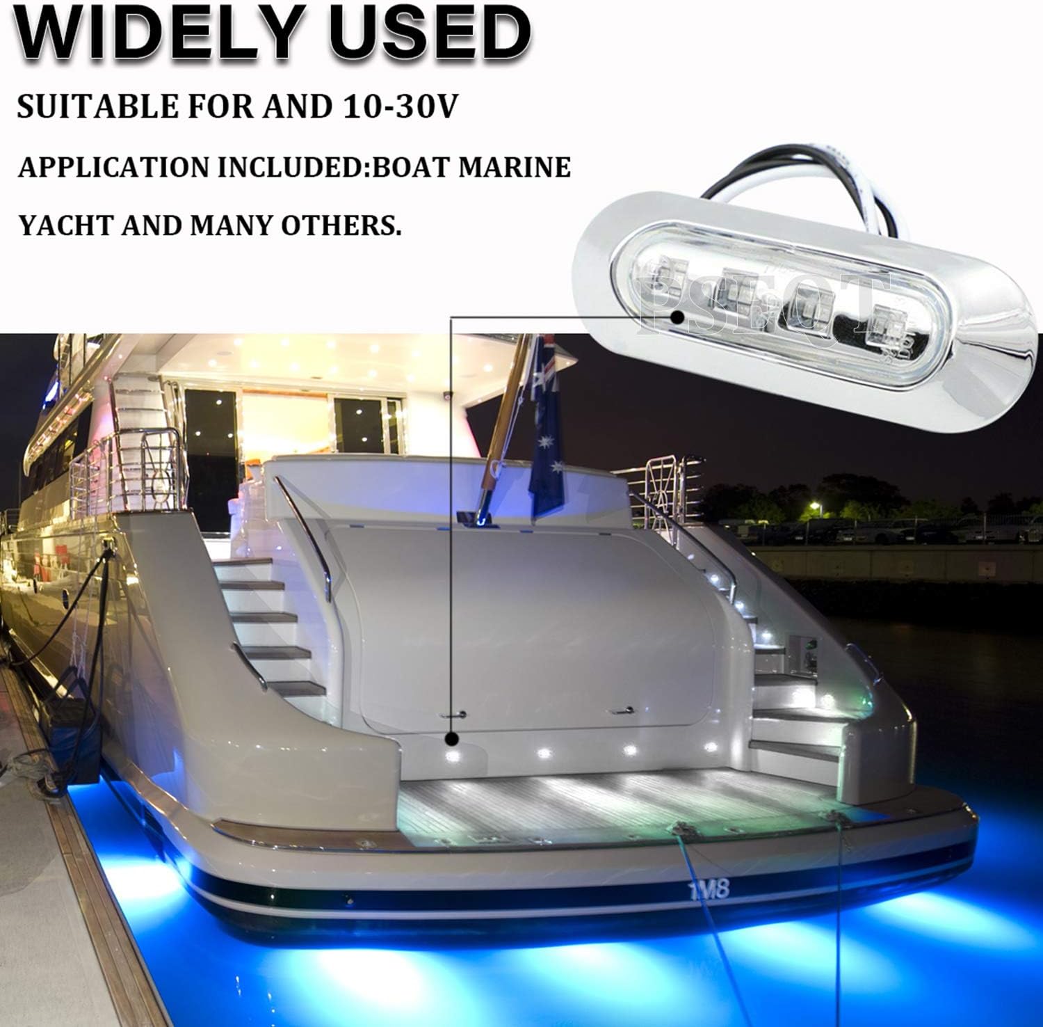 PSEQT 3.8'' Waterproof Boat Marine LED Lights Courtesy Interior Deck Light Navigation Transom Stern Cabin Lighting for Pontoon Fishing Boat Kayak Sailboat Bass Boats Vessel 12V 24V (White 4Pcs) - Image 3