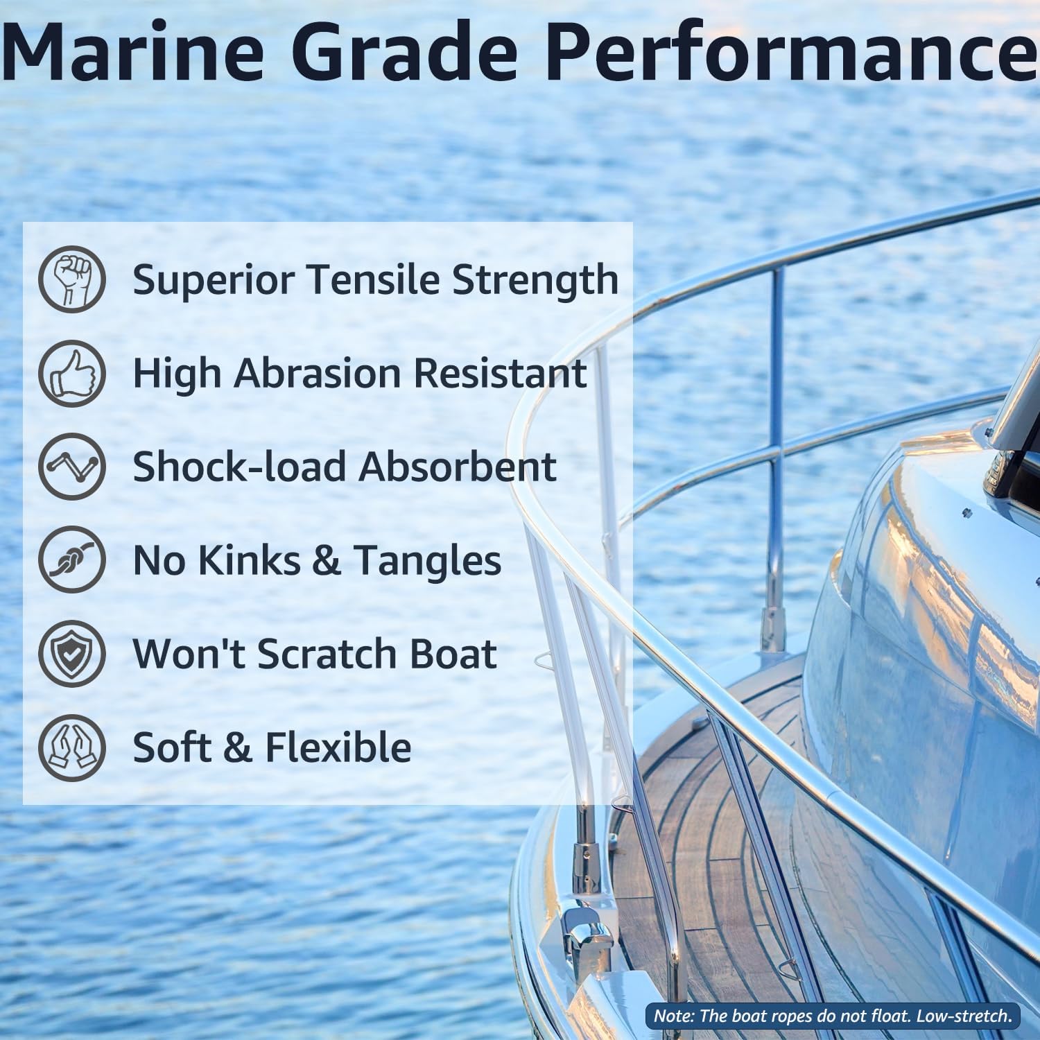 Double Braid 1/2" x 15' Boat Dock Lines (4-Pack) – Nylon Boat Ropes for Docking with 12" Spliced Eye – Heavy Duty Marine Rope – Soft & Durable Boat Lines for Pontoon and Light Boat (Navy Blue) - Image 6