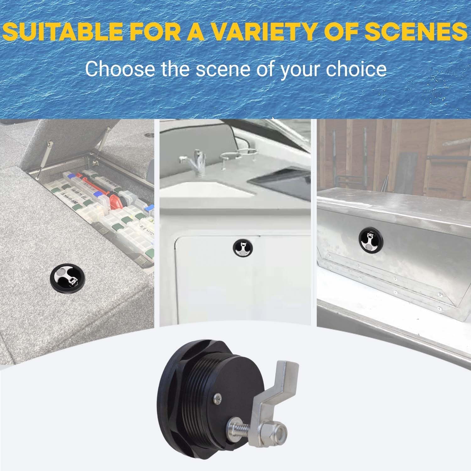 Boat Hatch Latch T Handle, Marine Grade Stainless Steel Cam Latch, Non-Locking Flush Mount Deck Latch for Boat Hatch, Livewell, RV Compartment & Cabinet Door Replacement - Image 7