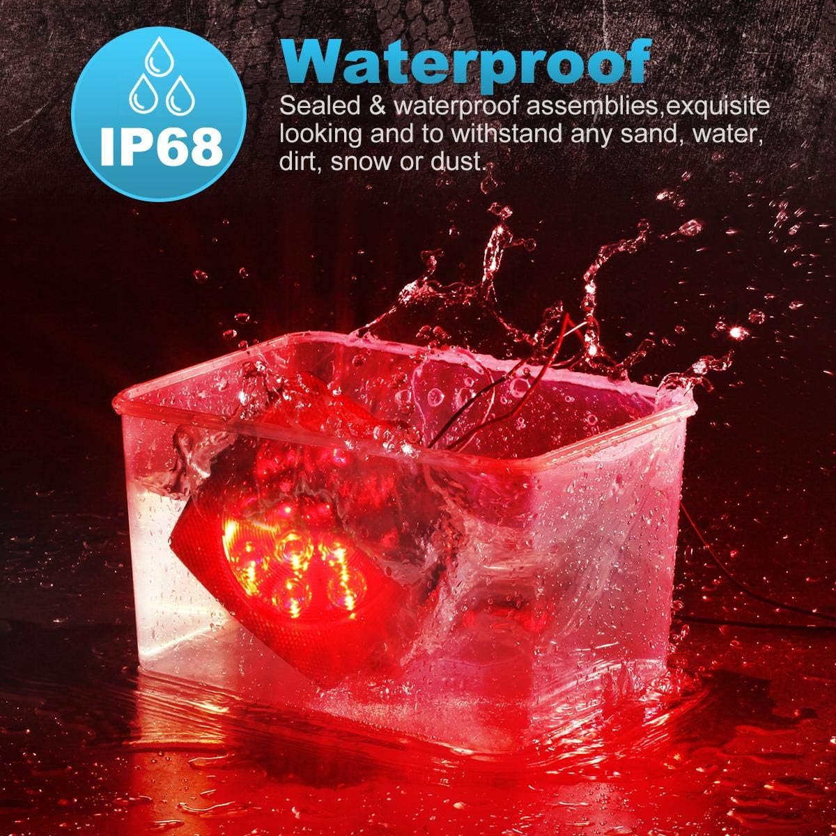 Partsam 12V Submersible Square Led Trailer Light,Red White LED Stop Turn Tail License Brake Running Light Lamp for Trailers Under 80" Boat Trailer Truck Marine Camper RV Snowmobile,IP68,DOT Compliant - Image 2