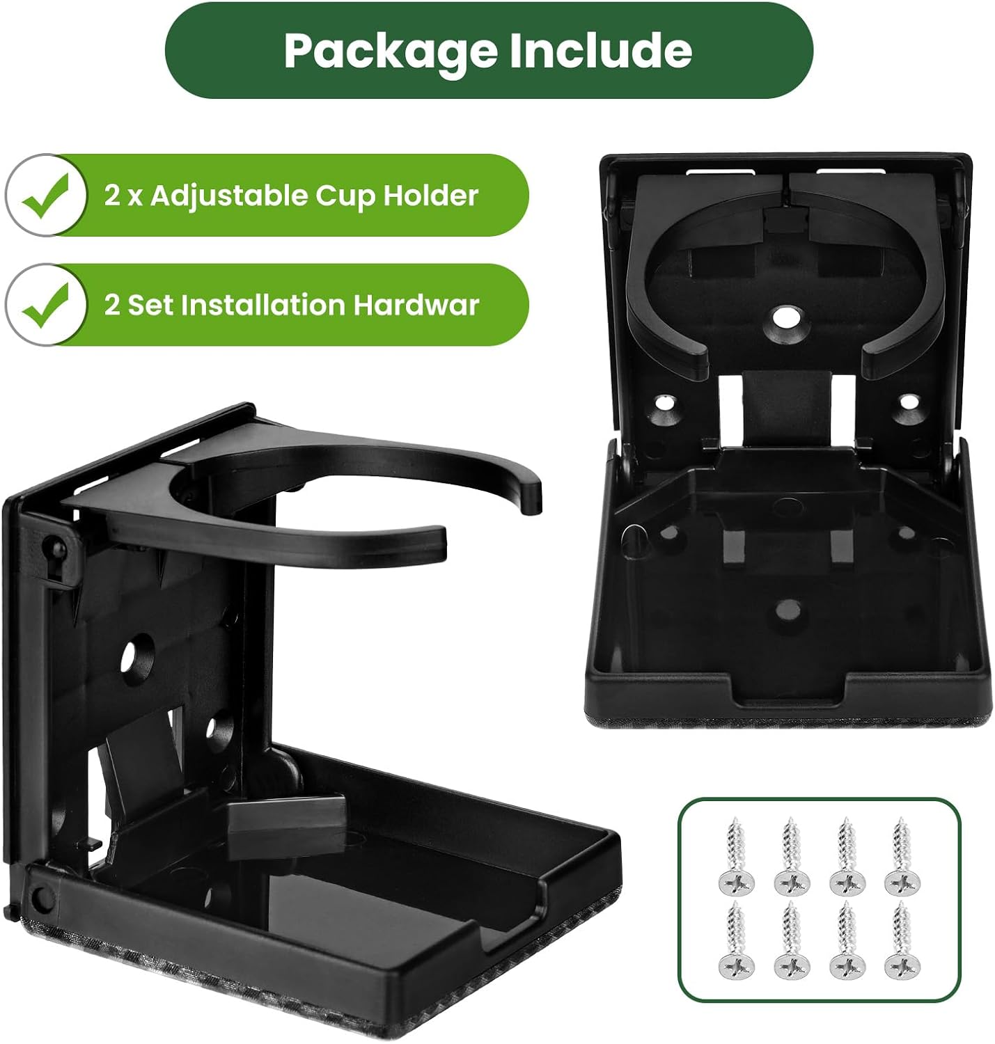2pcs Adjustable Folding Cup Holder, Car Wall Mount Water Drink Coffee Bottle Holder with Screws, Fit Most Size Mugs Bottle, for Truck RV Van Boat Camper Caravan Marine (Diamond Pattern) - Image 8