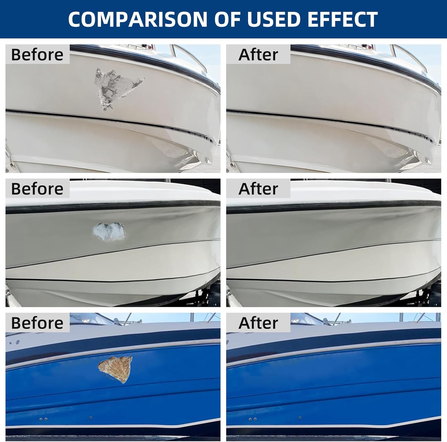 FENFANDAS Fiberglass Boat Repair Kit (Color Match), Gel Coat Repair Kit for Boats, Marine Fiberglass Repair Kit for Boats, Epoxy Filler for Boats, Fiberglass Repair Kit Fix Holes Chips Pits Cracks - Image 3
