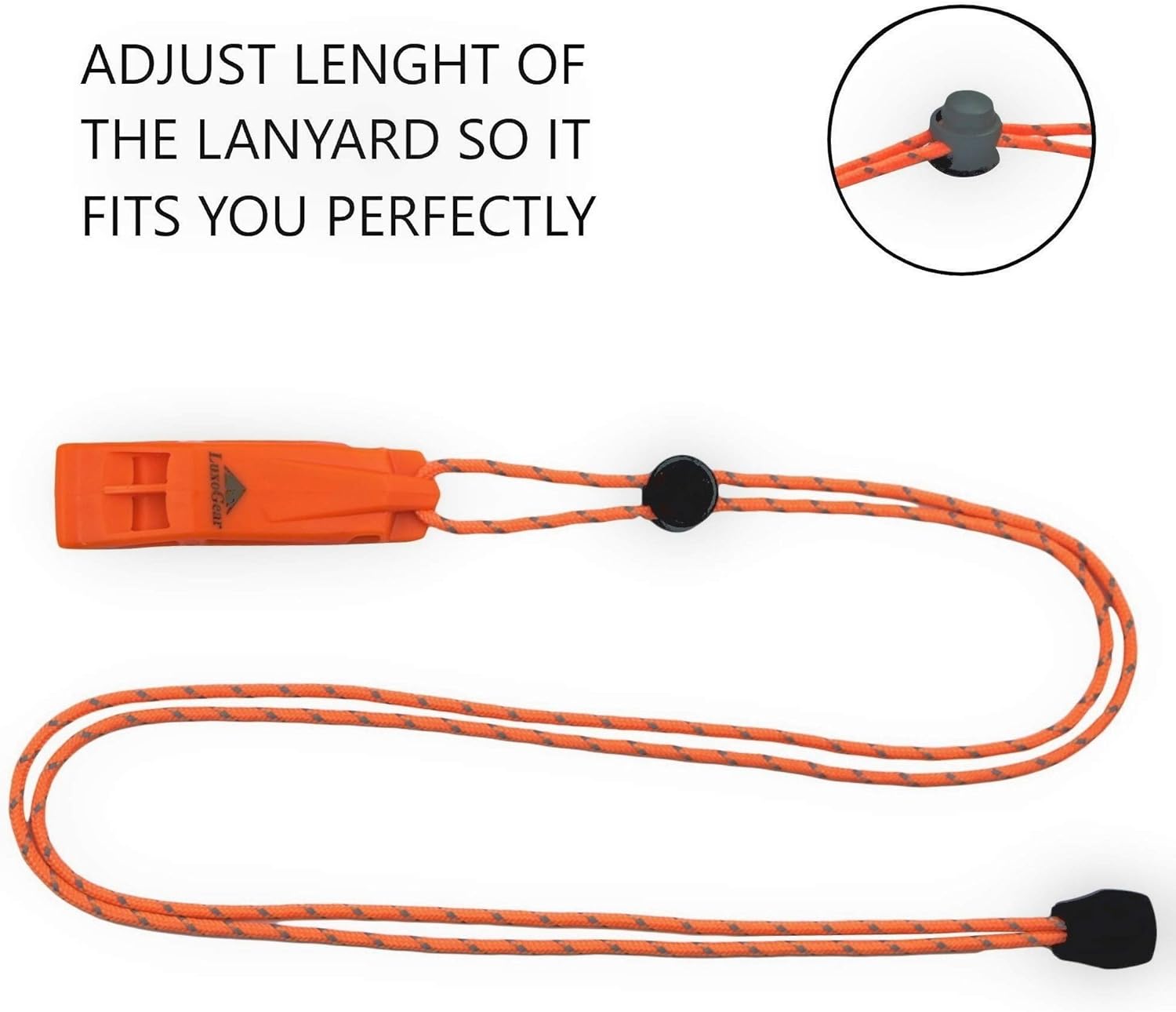 LuxoGear Emergency Whistles with Lanyard Safety Whistle Survival Shrill Loud Blast for Kayak Life Vest Jacket Boating Fishing Boat Camping Hiking Hunting Rescue Signaling Kids Lifeguard Plastic 2 Pack - Image 8